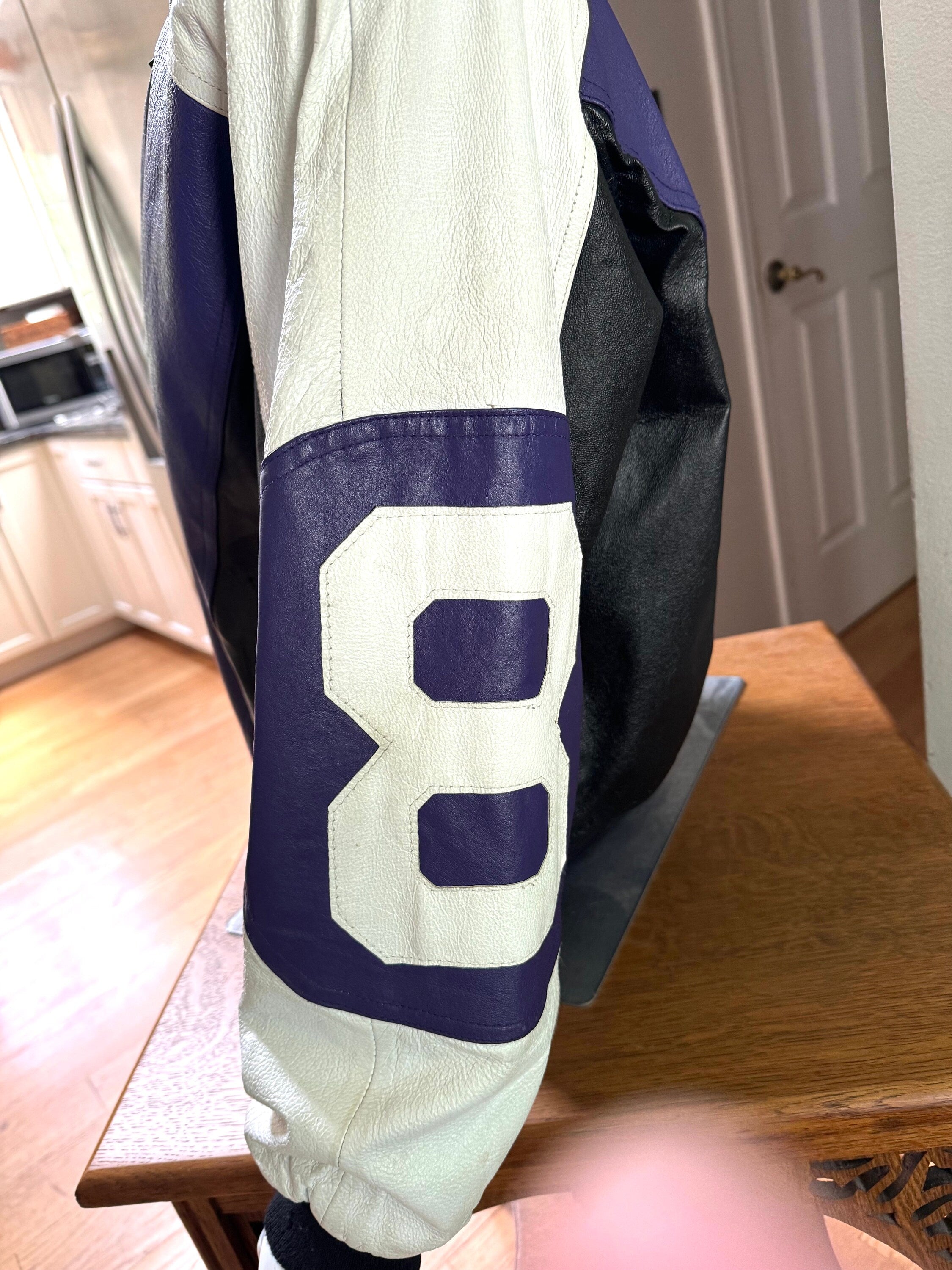 1990's Michael Hoban Purple 8 Leather Jacket | Vintage Michael Hoban Wheremi Jacket | XL Purple 8 Ball Jacket