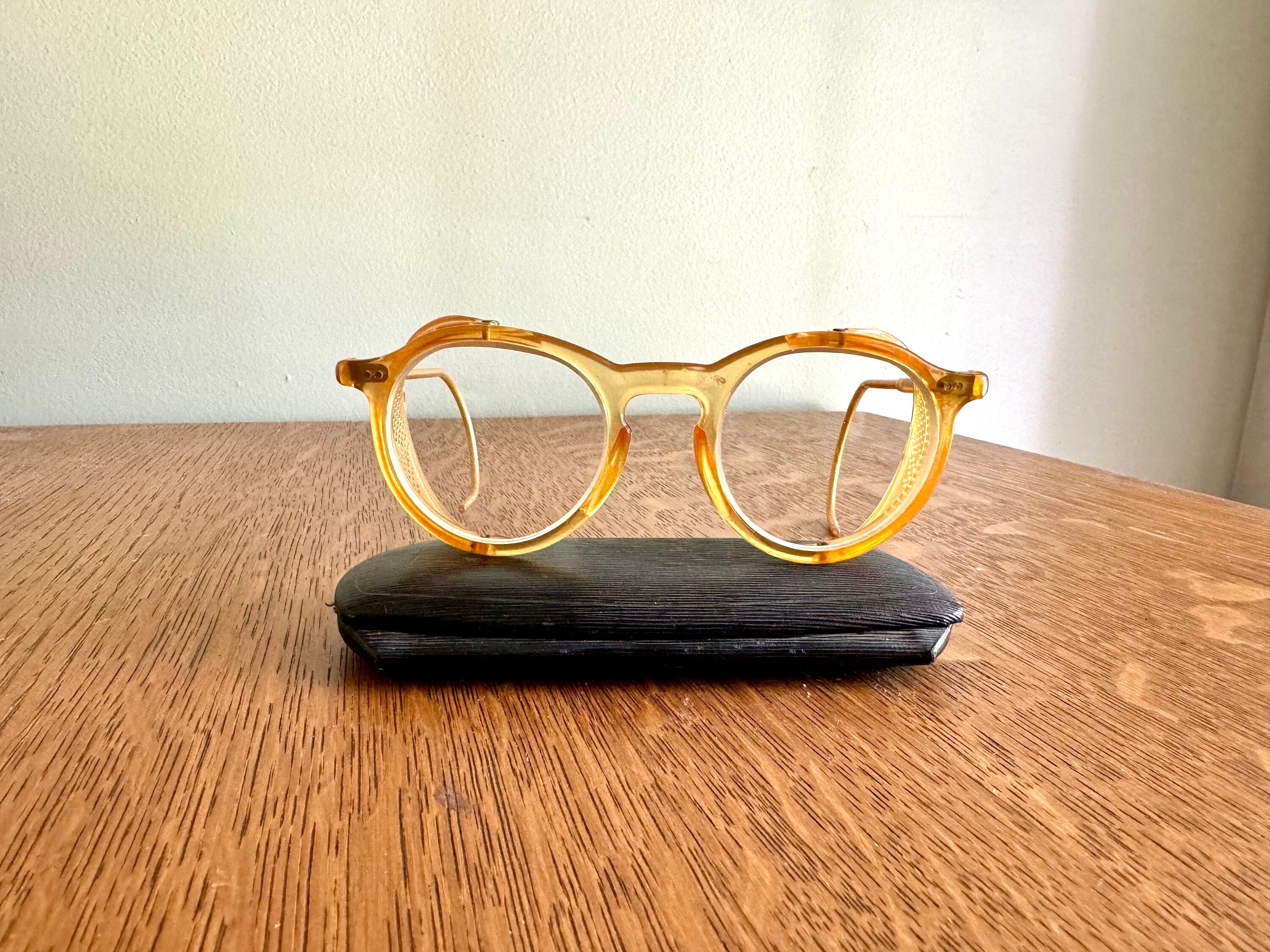 Pair Of 1950's Safety Eyeglasses | Vintage Bausch and Lomb Safety Eyewear | Yellow Safety Eye Glasses | Bausch and Lomb Work Glasses