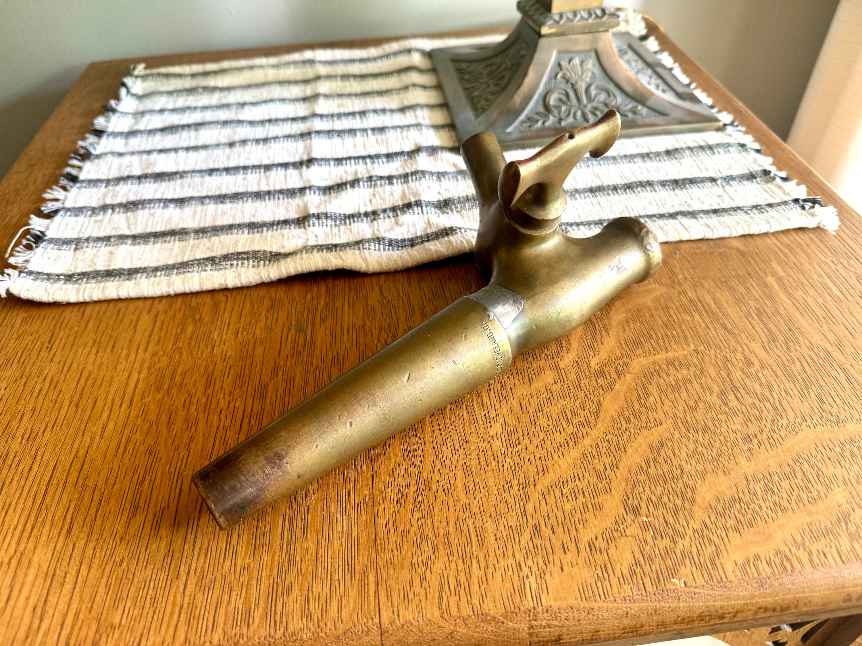 Antique Solid Brass Beer Barrel Spigot | The Bishop & Babcock Beer Tap | Wood Barrel Brass Tap | Large Brass Wine/Beer Tap