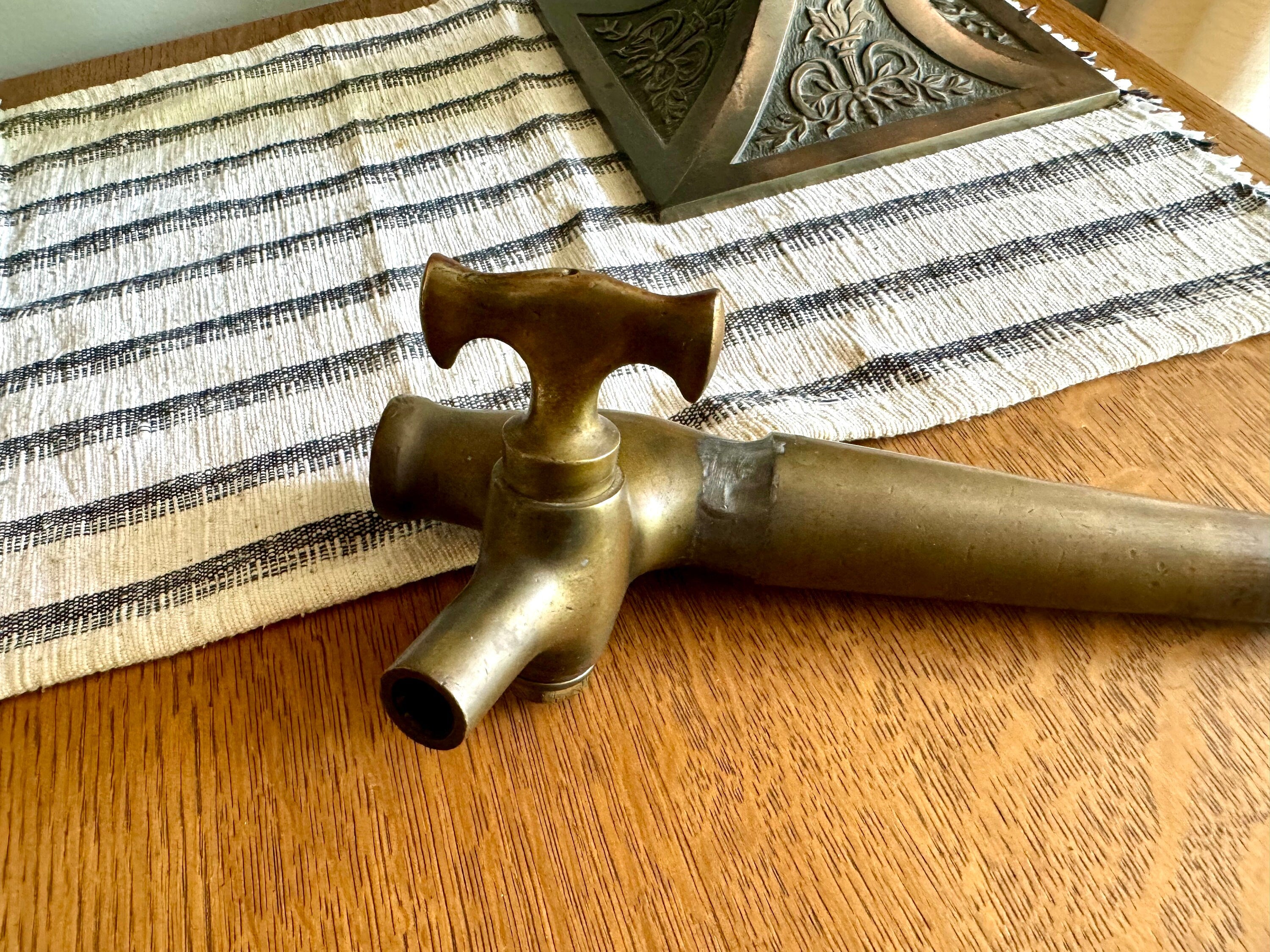 Antique Solid Brass Beer Barrel Spigot | The Bishop & Babcock Beer Tap | Wood Barrel Brass Tap | Large Brass Wine/Beer Tap
