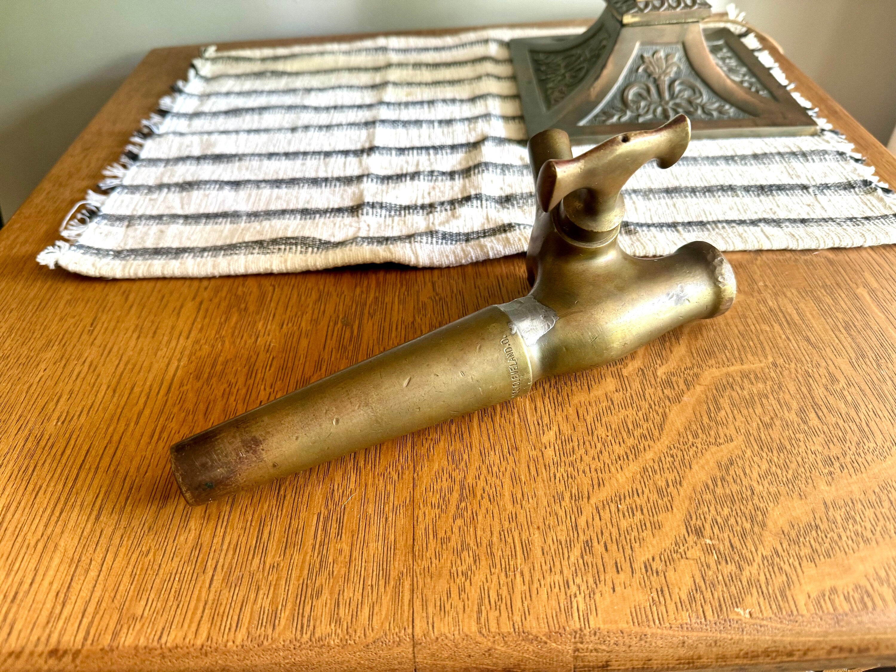 Antique Solid Brass Beer Barrel Spigot | The Bishop & Babcock Beer Tap | Wood Barrel Brass Tap | Large Brass Wine/Beer Tap