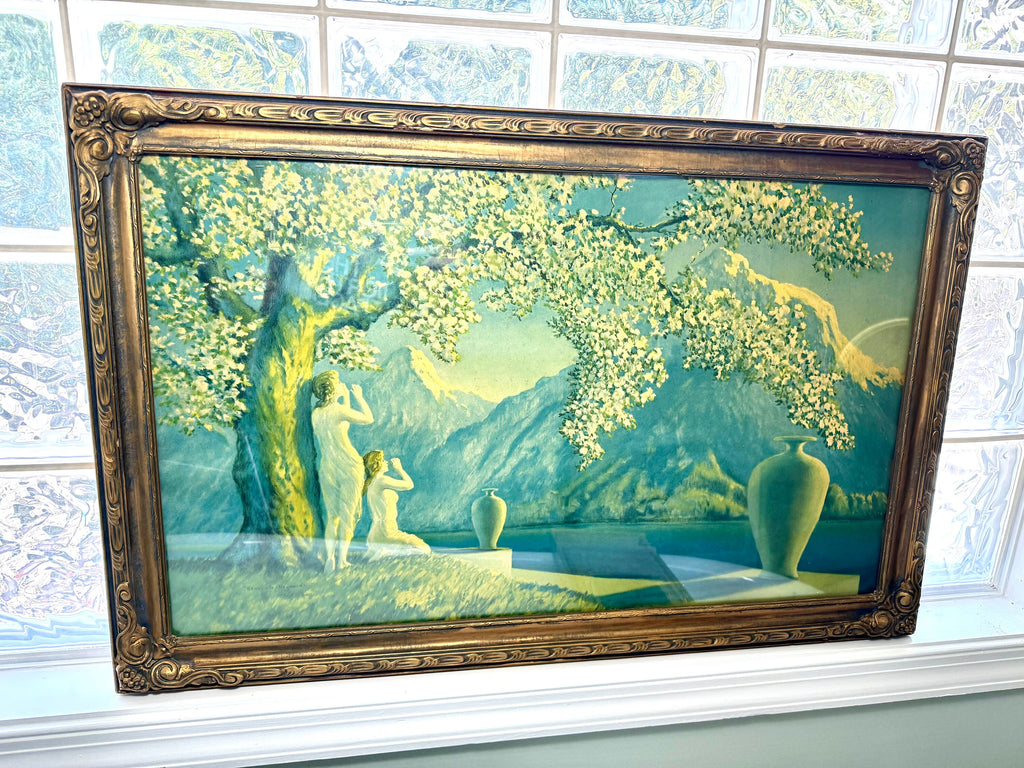 Antique 1920's Henri G. Reynard "Loves Echo" Lithograph | Framed Art Deco Loves Echo Print | Henri G Reynard Litho in Gold Ornate Frame