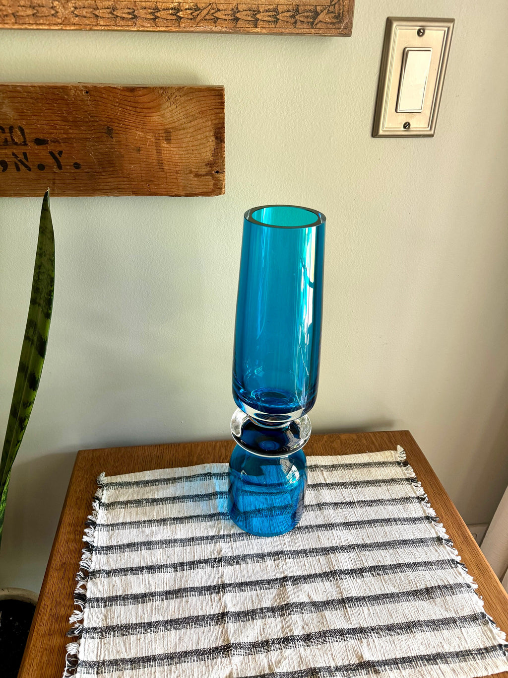 Vtg Marquis By Waterford Tango Vase | Samba Blue Crystal Candle Holder | 16" Tall Turquoise Waterford Crystal Vase | MCM Glass Vessel
