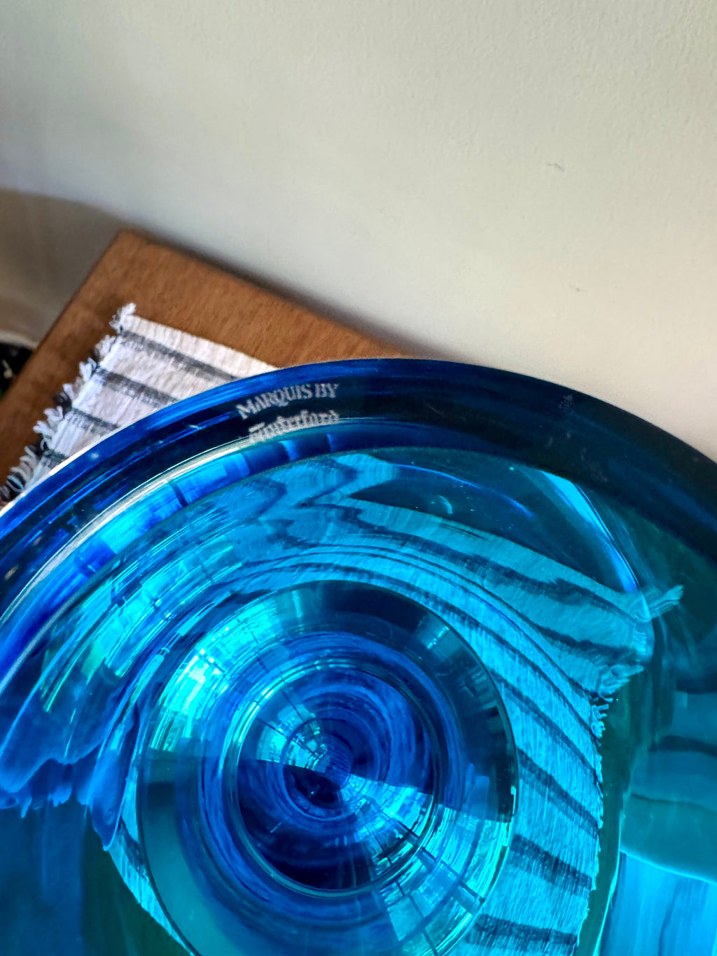 Vtg Marquis By Waterford Tango Vase | Samba Blue Crystal Candle Holder | 16" Tall Turquoise Waterford Crystal Vase | MCM Glass Vessel