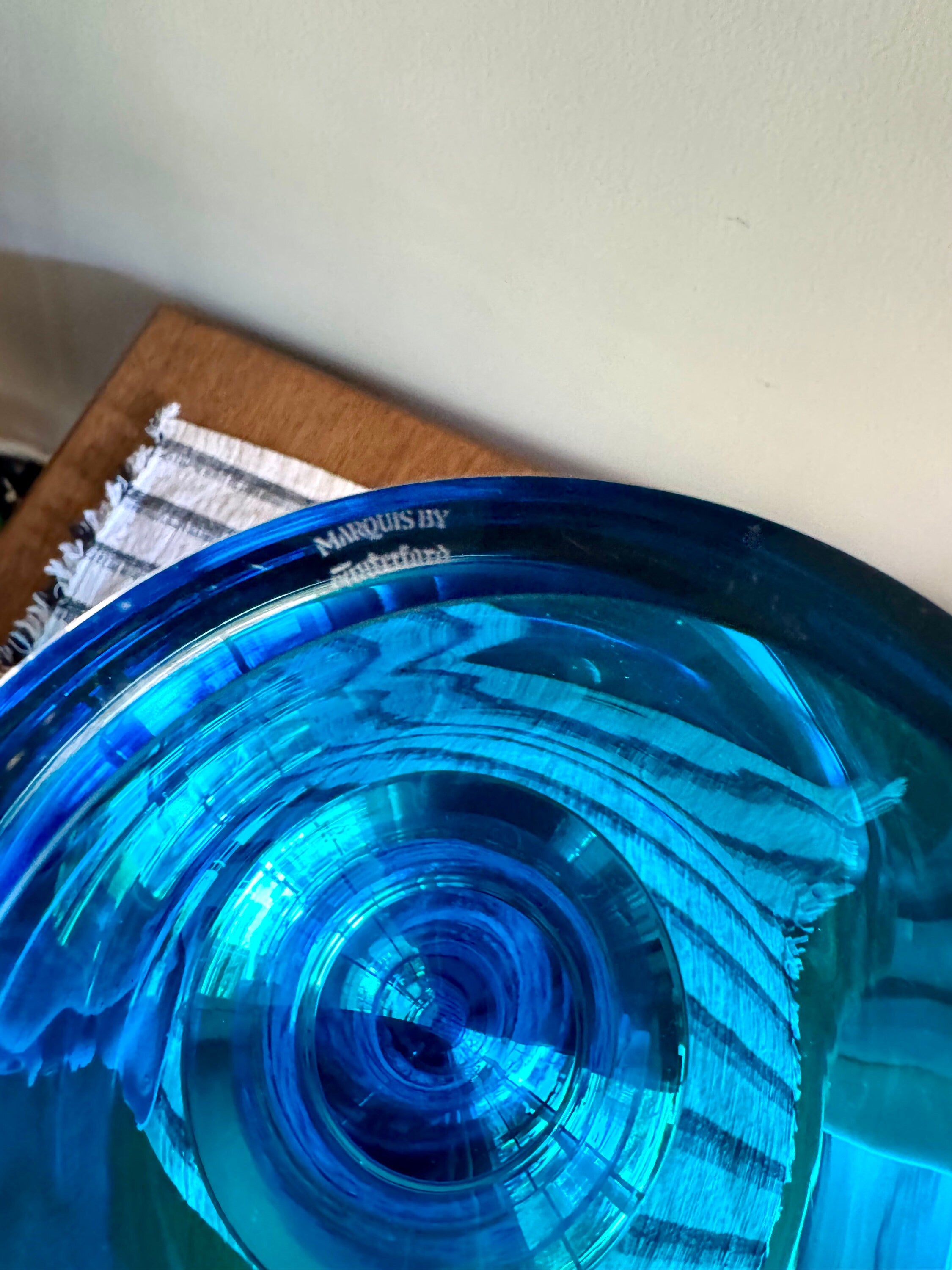 Vtg Marquis By Waterford Tango Vase | Samba Blue Crystal Candle Holder | 16" Tall Turquoise Waterford Crystal Vase | MCM Glass Vessel