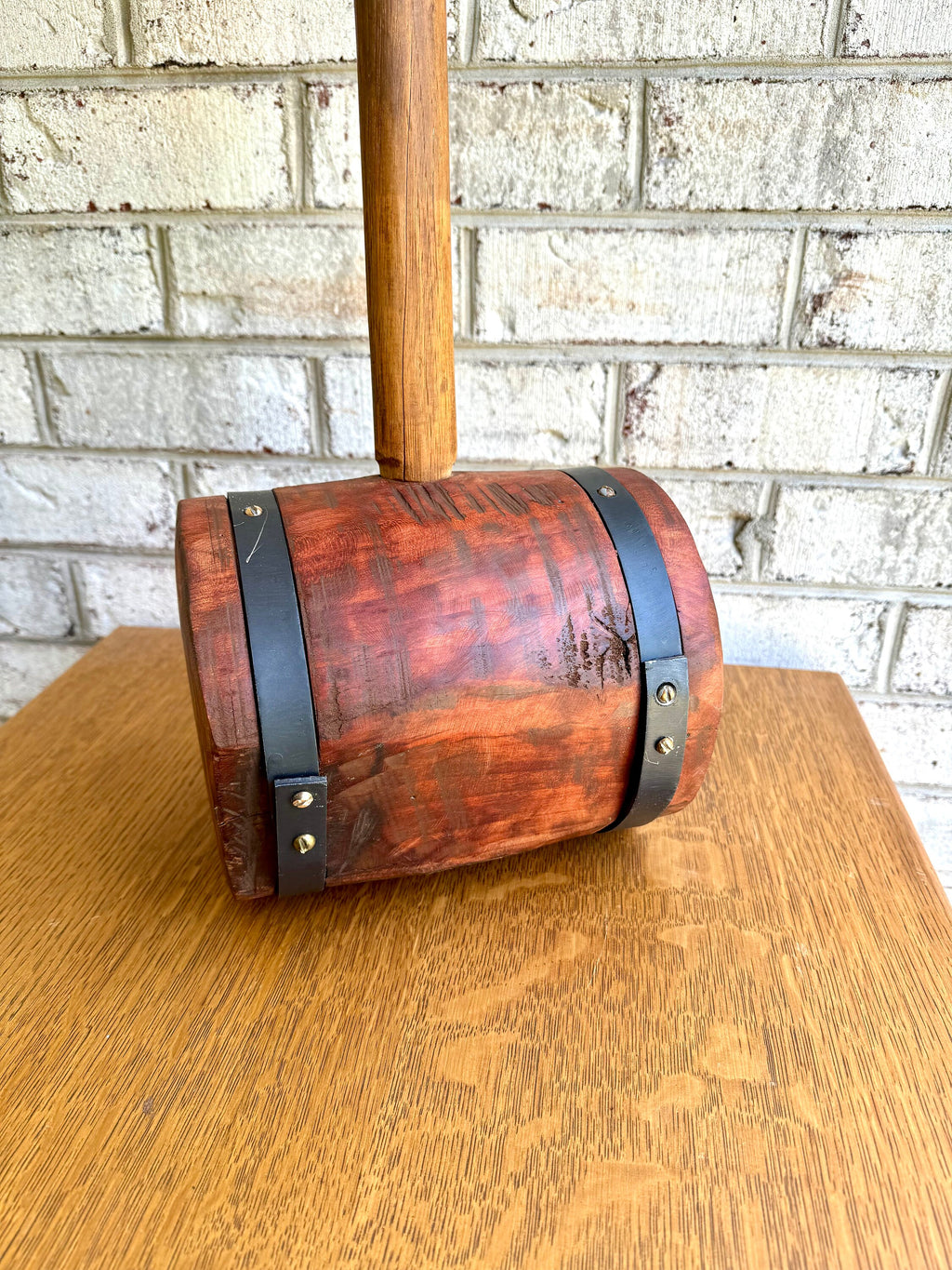 Vtg Large Wood Mallet | Hand Made Wooden Mallet | Decor Circus Mallet | Wooden Industrial Mallet | Wood Strongman Mallet| Sledge Hammer