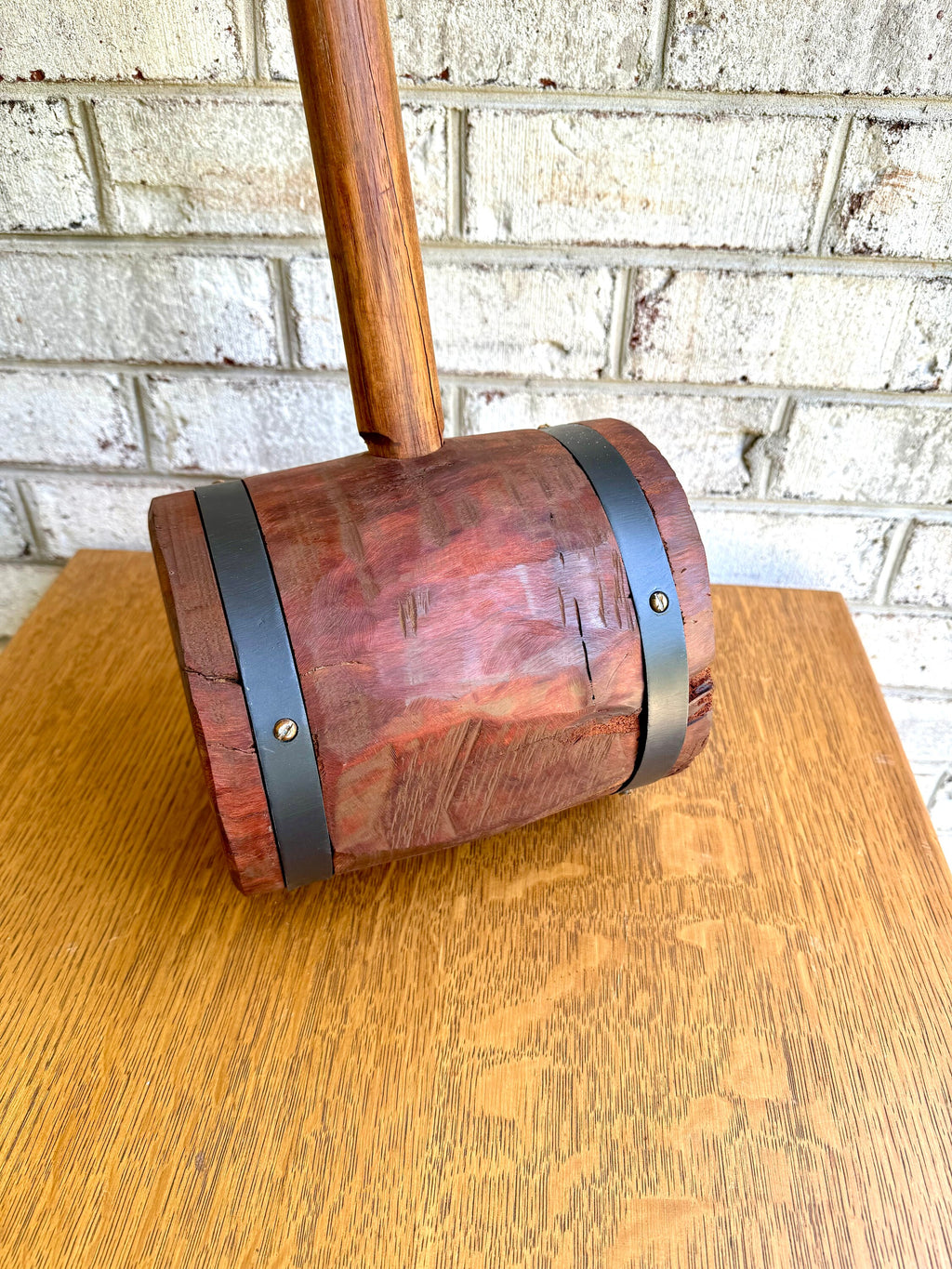 Vtg Large Wood Mallet | Hand Made Wooden Mallet | Decor Circus Mallet | Wooden Industrial Mallet | Wood Strongman Mallet| Sledge Hammer