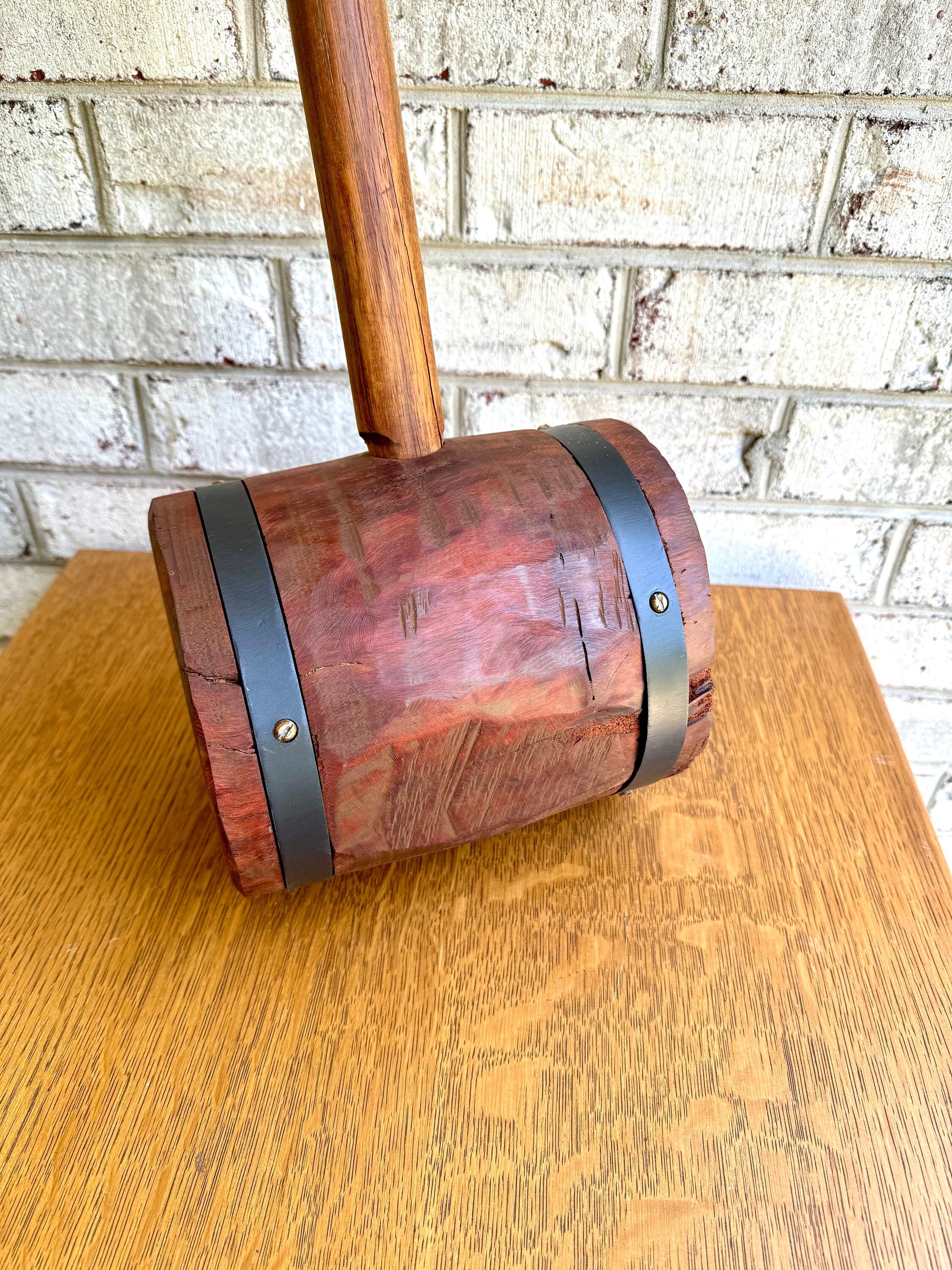 Vtg Large Wood Mallet | Hand Made Wooden Mallet | Decor Circus Mallet | Wooden Industrial Mallet | Wood Strongman Mallet| Sledge Hammer