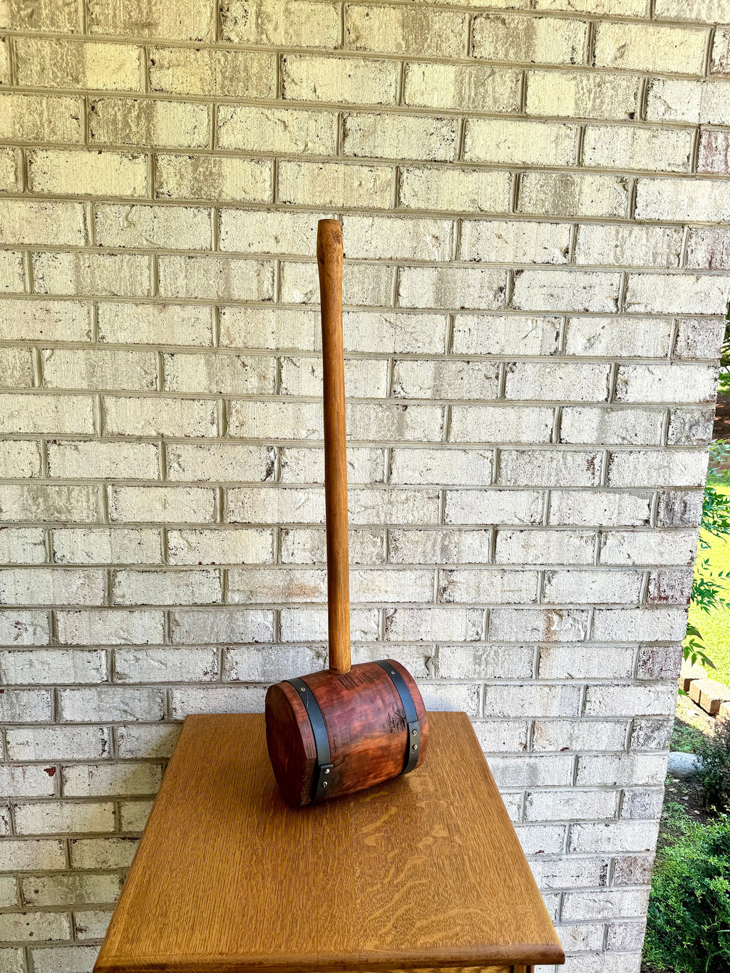 Vtg Large Wood Mallet | Hand Made Wooden Mallet | Decor Circus Mallet | Wooden Industrial Mallet | Wood Strongman Mallet| Sledge Hammer