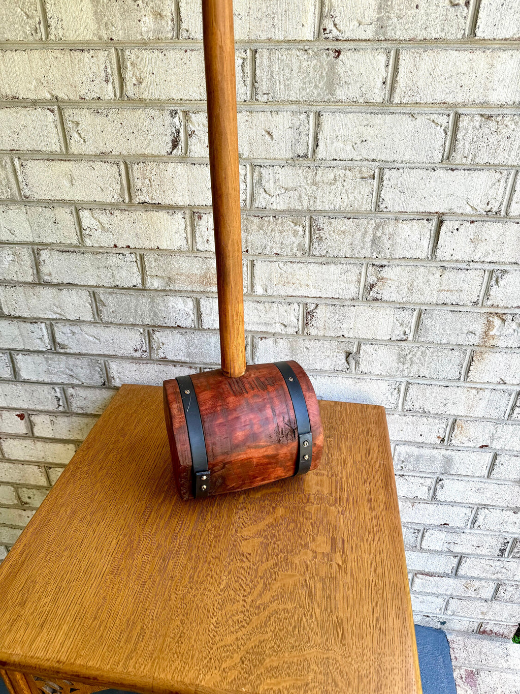 Vtg Large Wood Mallet | Hand Made Wooden Mallet | Decor Circus Mallet | Wooden Industrial Mallet | Wood Strongman Mallet| Sledge Hammer