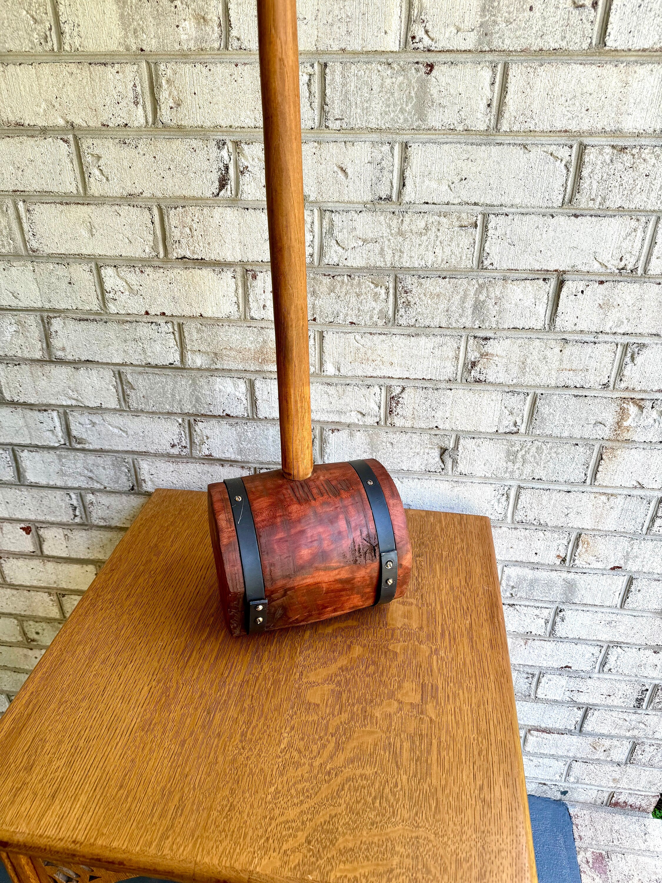 Vtg Large Wood Mallet | Hand Made Wooden Mallet | Decor Circus Mallet | Wooden Industrial Mallet | Wood Strongman Mallet| Sledge Hammer