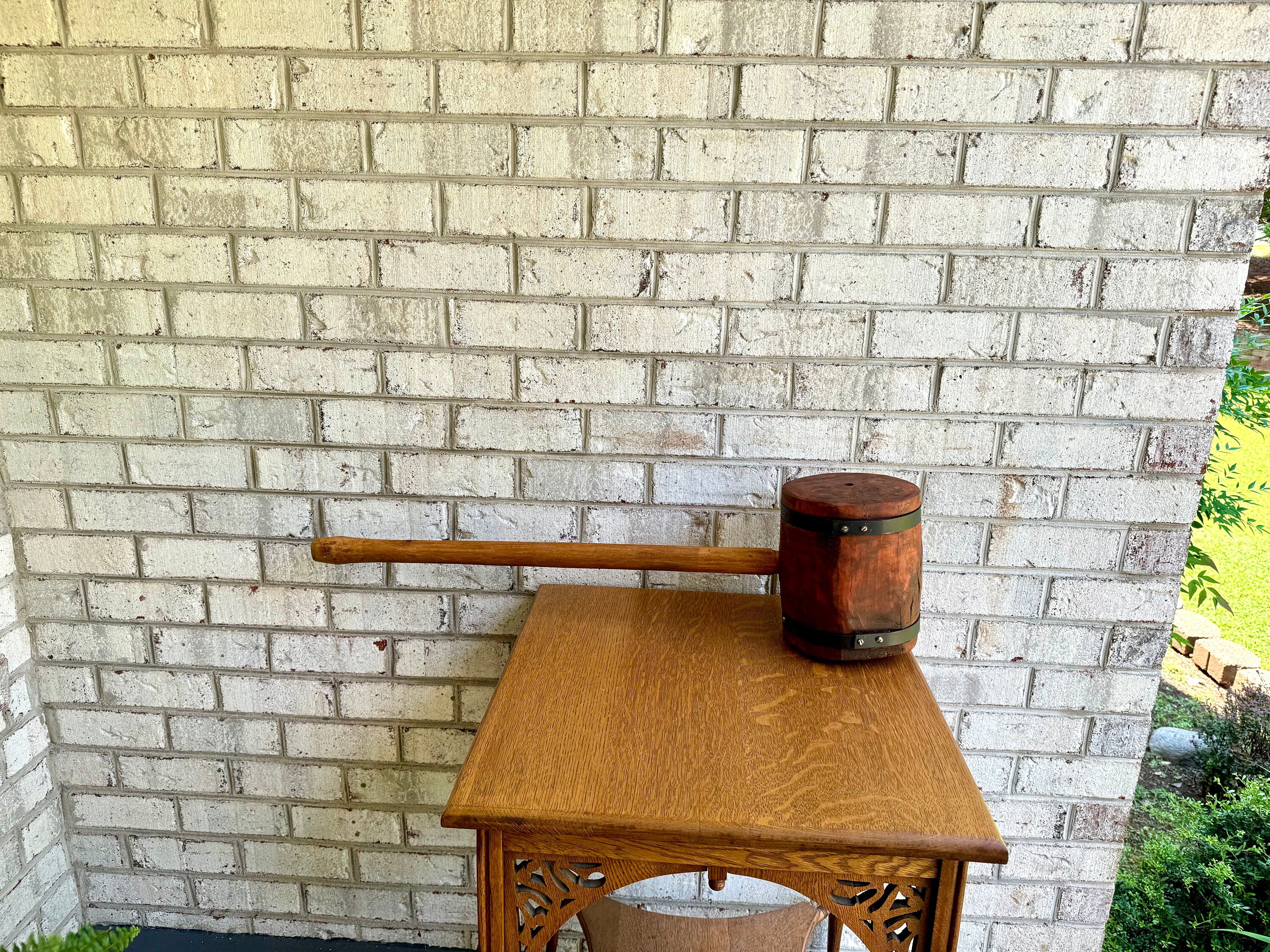 Vtg Large Wood Mallet | Hand Made Wooden Mallet | Decor Circus Mallet | Wooden Industrial Mallet | Wood Strongman Mallet| Sledge Hammer