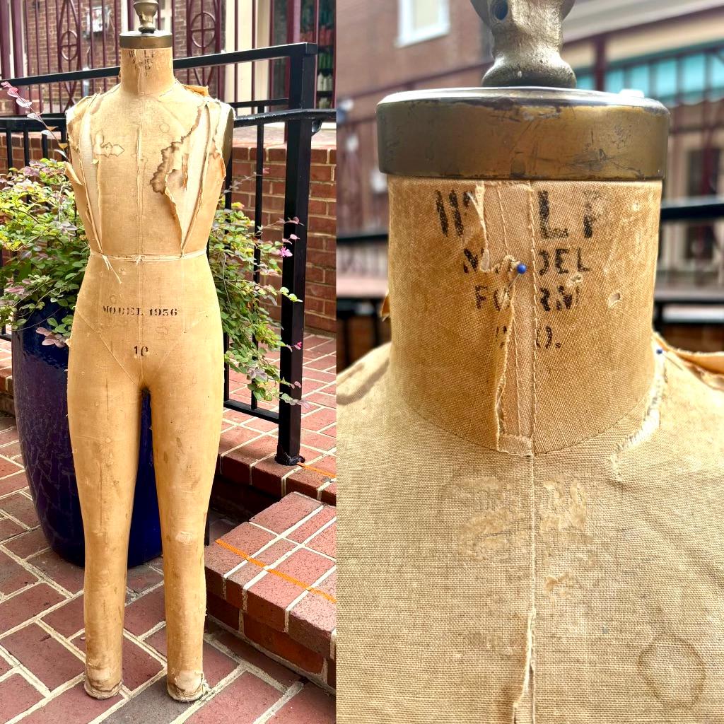 Vtg Distressed Wolf Dress Form | 1956 Pre-teen Dress Form | Hanging Dress Form | Seamstress Gift | Clothing Display | Wolf Model Form