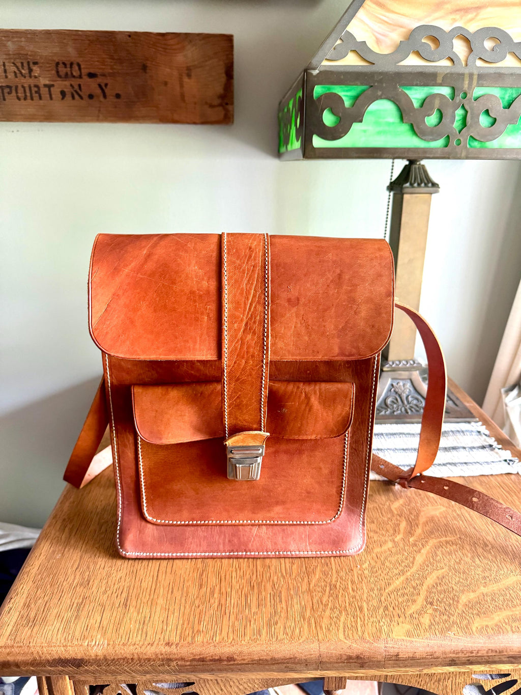 Vtg Genuine Leather Pack | Rustic Leather Messenger Bag | Unisex Shoulder Bag |  Leather Purse | Leather Travel Bag | Rustic Leather Bag