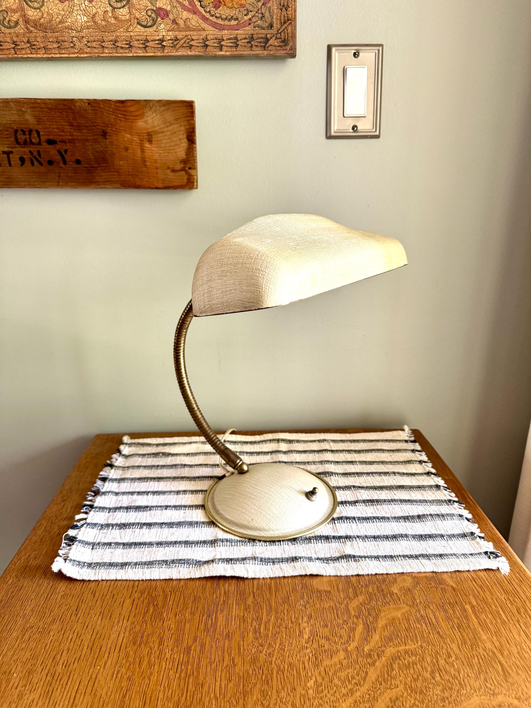 Vtg Cannon Products Gooseneck Lamp | MCM Textured Adjustable Desk Lamp | Flexible Neck Desk Lamp | Task Lamp