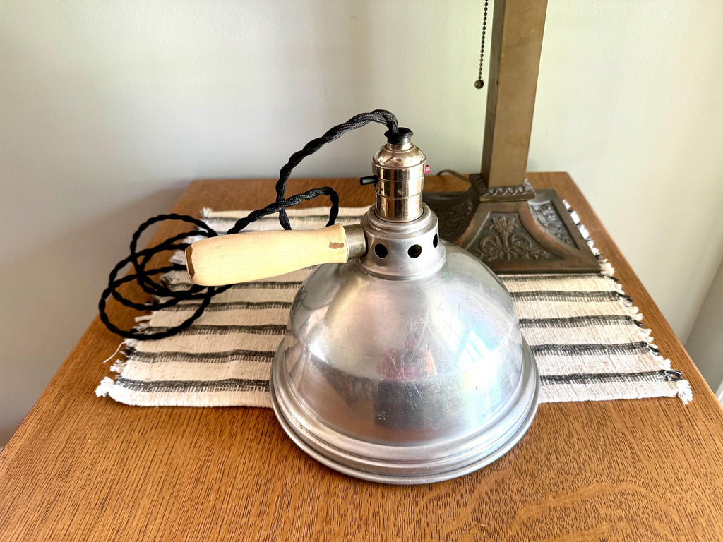 Vtg Aluminum Handheld Lamp | White Handle Heat Lamp | Aluminum Work Lamp | Spot lamp | Workstation Lamp | Industrial Hand Lamp