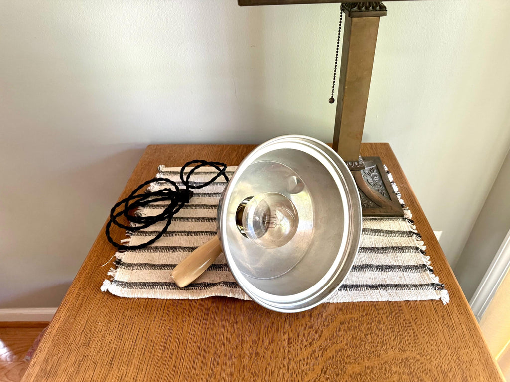 Vtg Aluminum Handheld Lamp | White Handle Heat Lamp | Aluminum Work Lamp | Spot lamp | Workstation Lamp | Industrial Hand Lamp