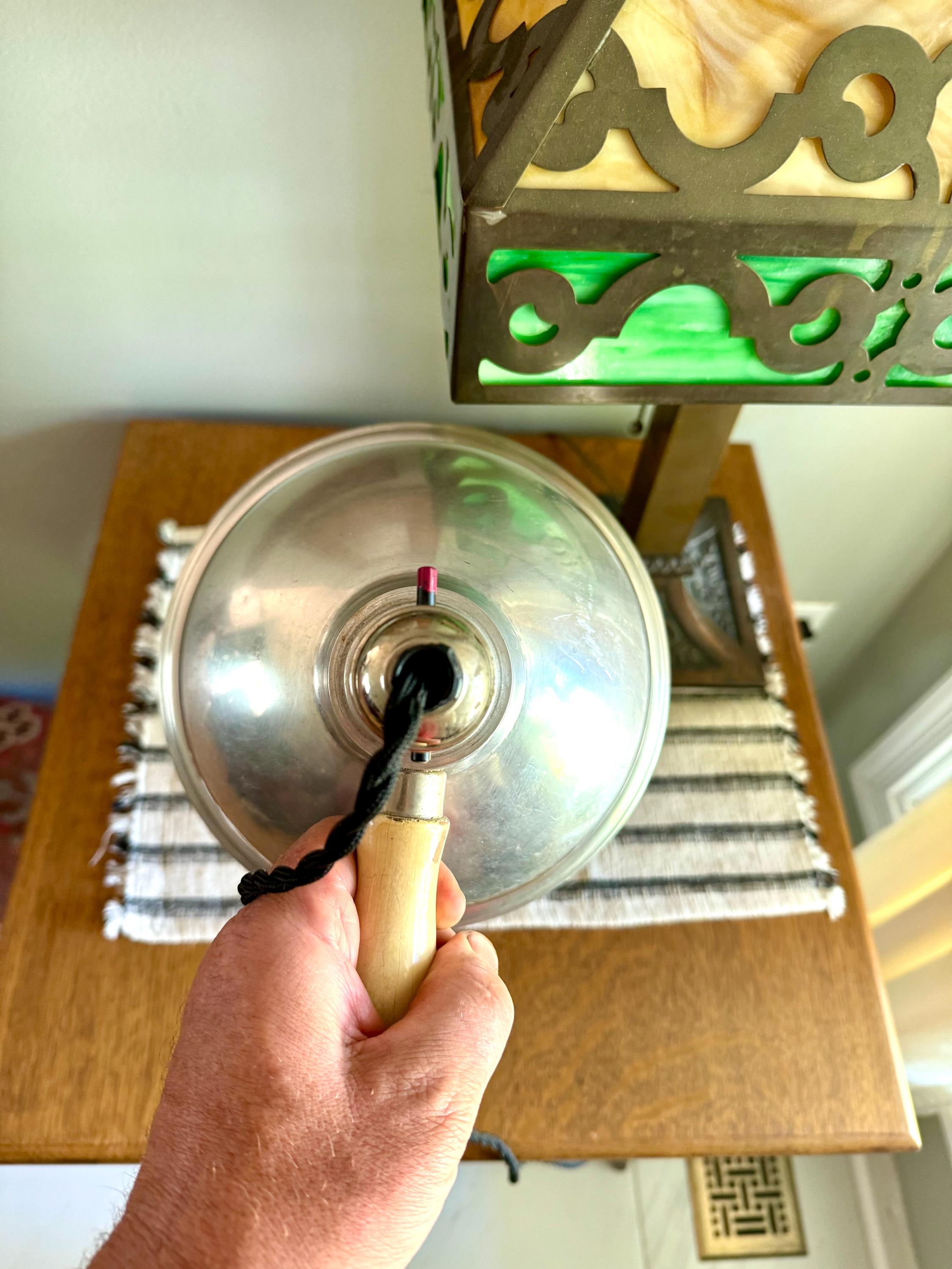 Vtg Aluminum Handheld Lamp | White Handle Heat Lamp | Aluminum Work Lamp | Spot lamp | Workstation Lamp | Industrial Hand Lamp