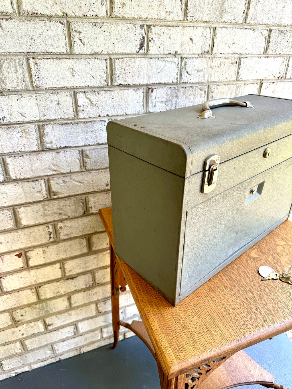 Vtg Metal Tool Machinist Tool Chest | 3 Drawer Metal Tool Chest with Keys | Locking Metal Journeyman Chest | 3 Drawer Metal Toolbox
