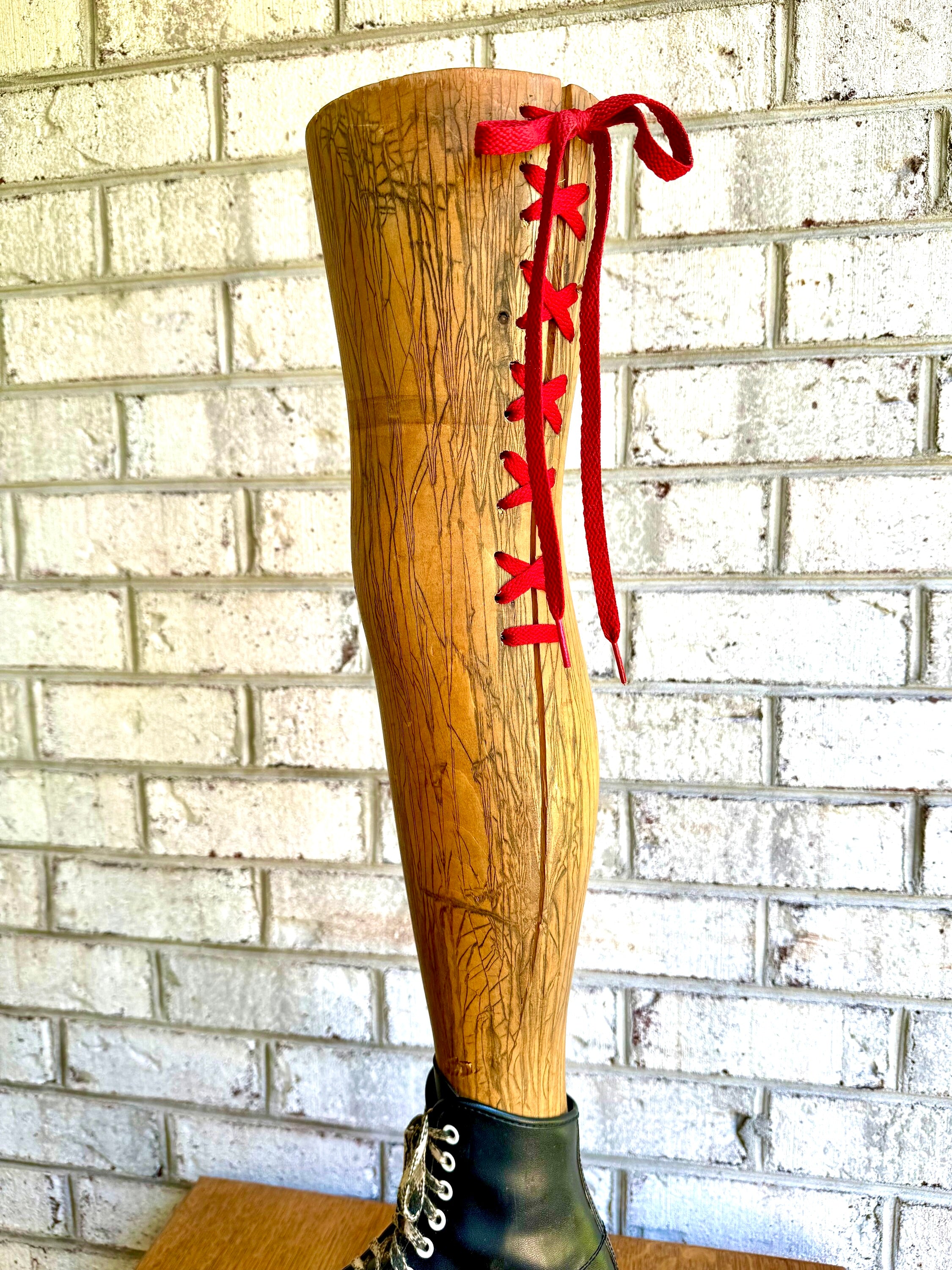 Vtg Wooden Leg and Roller Skate Sculpture | Roller Derby Leg Statue | Ladies Leg and Roller Skate Dry Vase | Roller Derby Art Sculpture