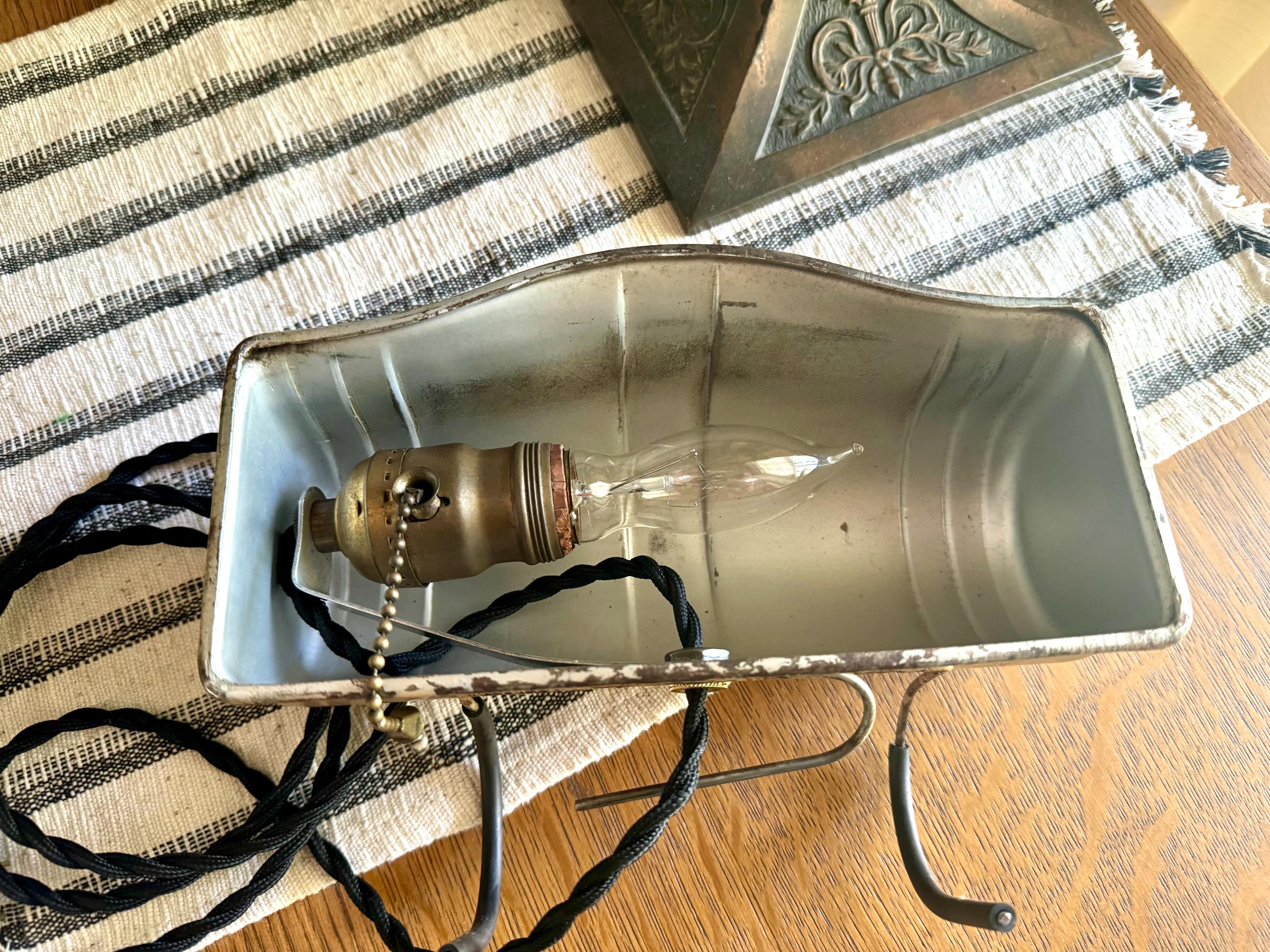 A Mid Century Distressed Headboard Lamp | Rustic Headboard Light | Bed Reading Lamp | Reading Lamp | Metal Bed Lamp | Metal Shade Bed Lamp