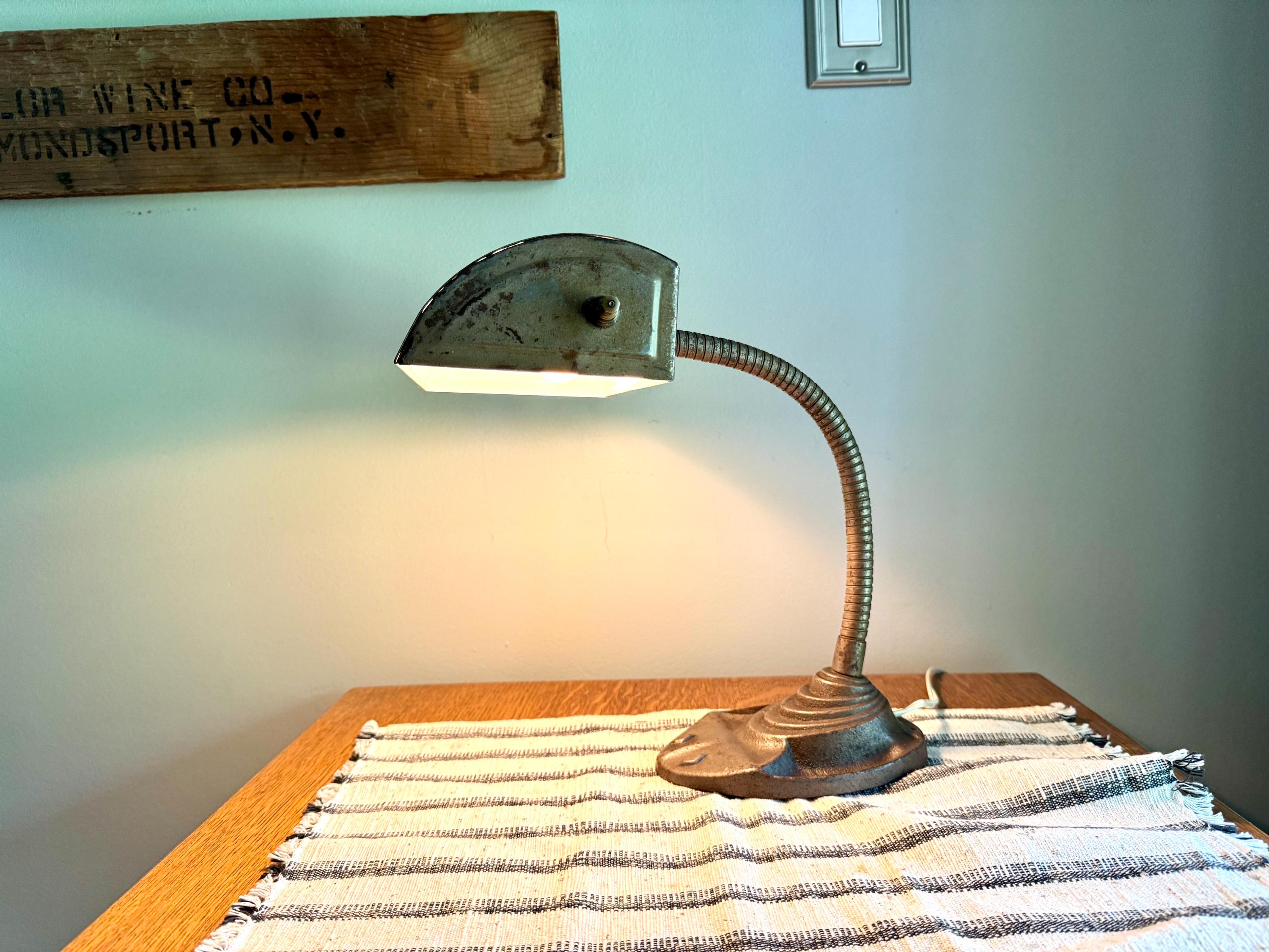 Rustic Industrial Desk Lamp | Distressed Gooseneck Task Lamp | Workstation Lamp | Drafting Lamp | Factory Lamp| Fortune N3 Distressed Lamp