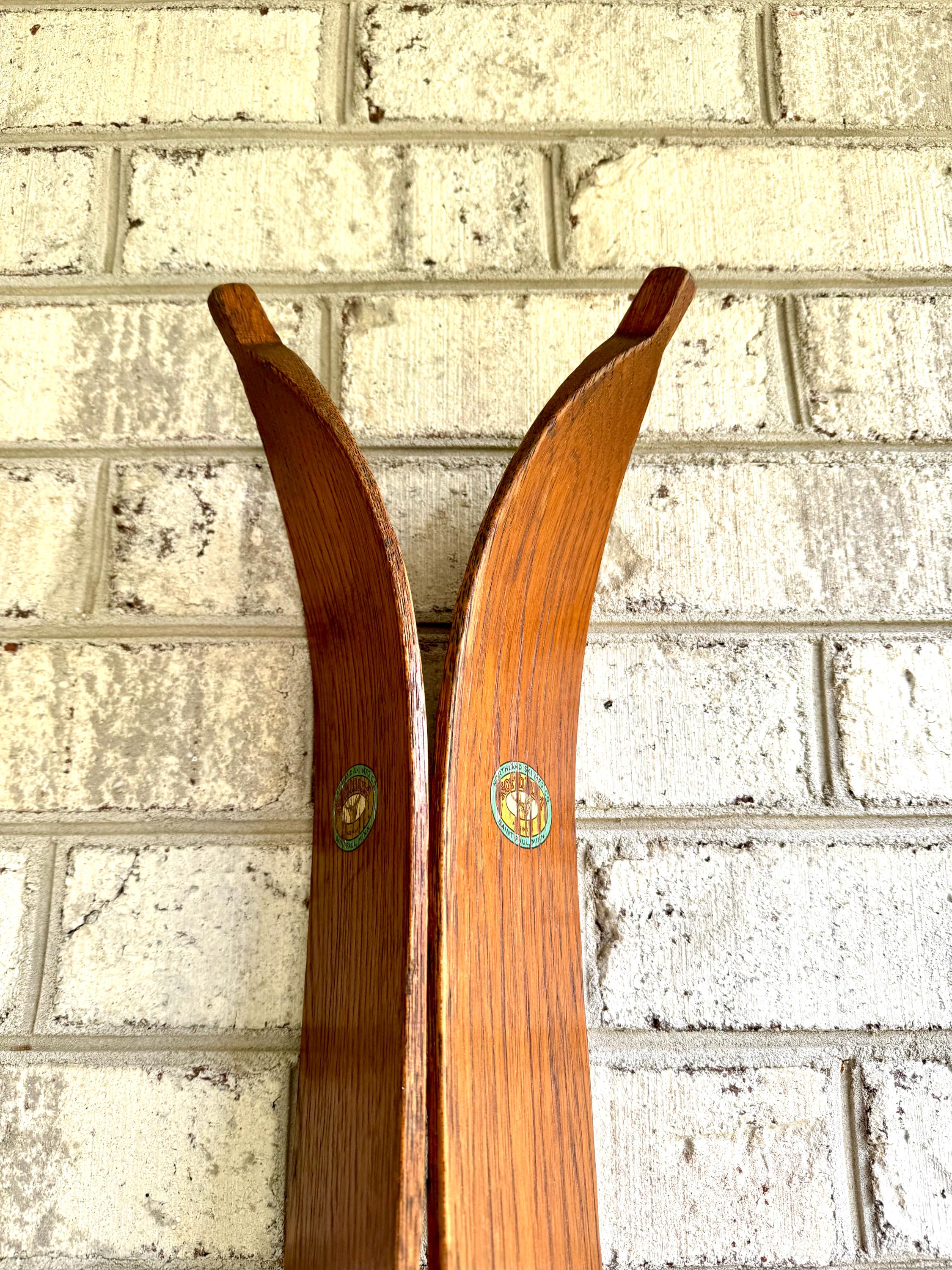 Antique Pair of Northland Wooden Skis | Hickory Wood Skis | Cabin Decor | Antique Snow Skis | Wooden Snow Skis | Hickory Snow Skis