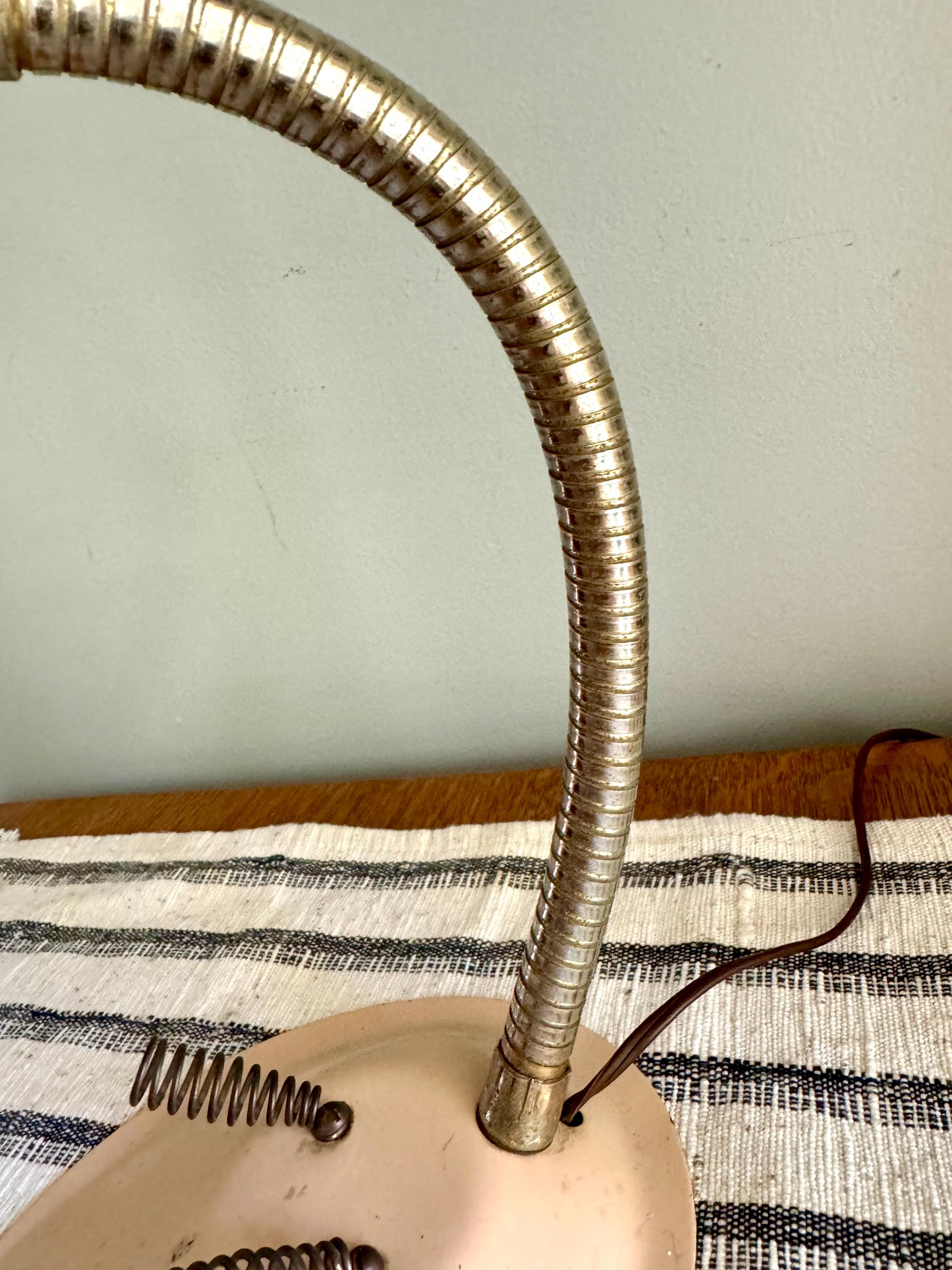 Vtg MCM Cobra Desk Lamp | Greta Grossman Style Desk Lamp | Creme Colored Cobra Desk Lamp | MCM Desk Lamp | Atomic Lamp