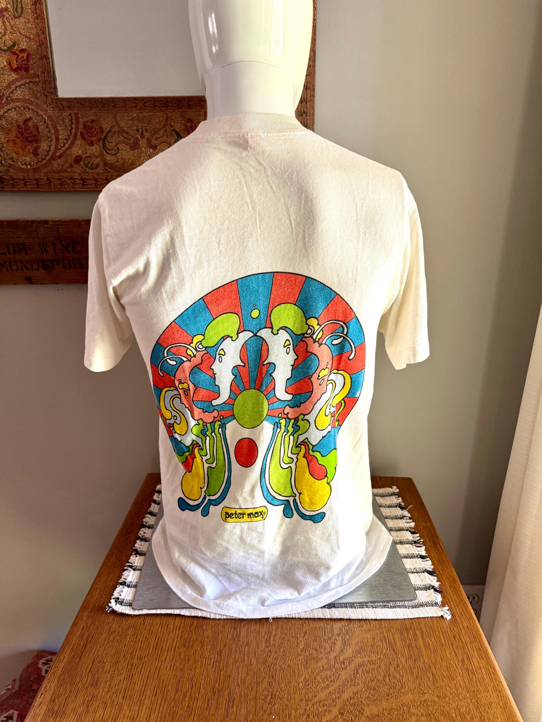 Vtg 1970’s Original “Peter Max” Pop Art Two-Sided T-Shirt| Hippie, Psychedelic 70’s Tee Shirt | Single Stitch Peter Max T-shirt