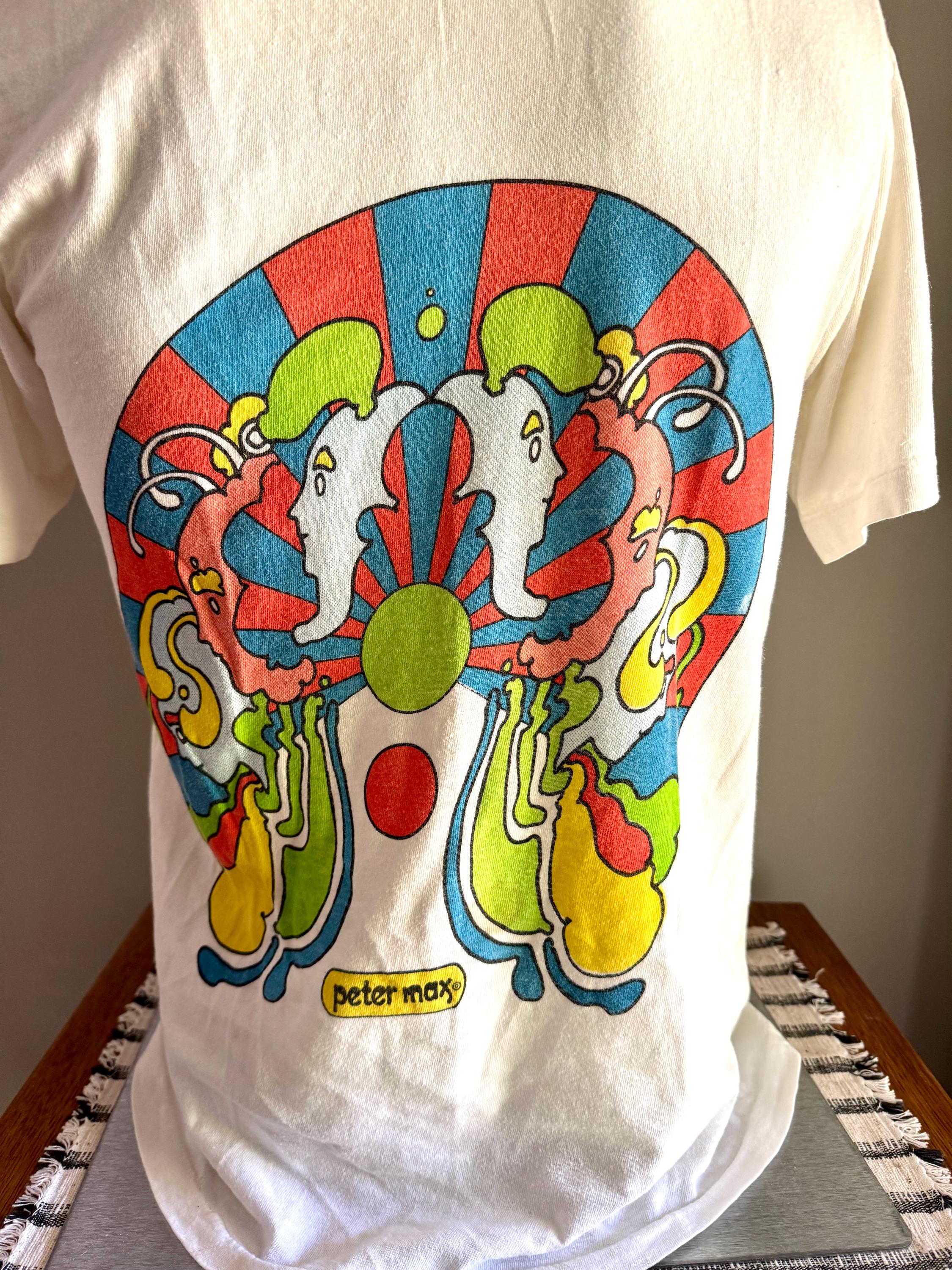 Vtg 1970’s Original “Peter Max” Pop Art Two-Sided T-Shirt| Hippie, Psychedelic 70’s Tee Shirt | Single Stitch Peter Max T-shirt
