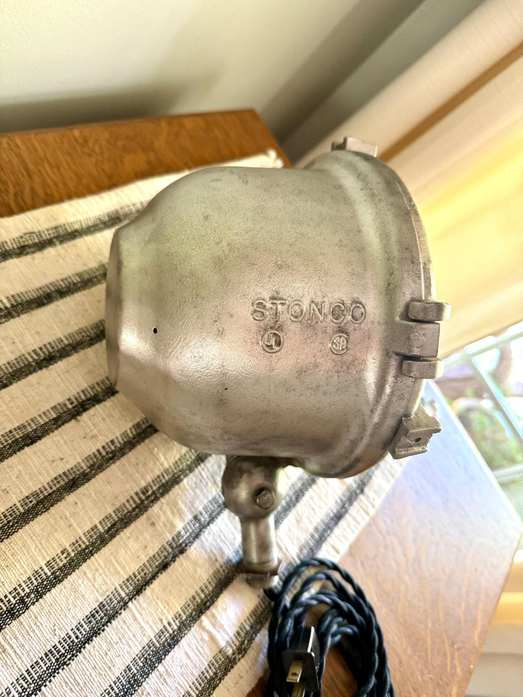 Vtg Industrial Stonco Spot Light | Cast Metal Industrial Spot Lamp | 7 Inch Westinghouse Bulb Lamp | Rewired Aluminum Cast Stonco Lamp