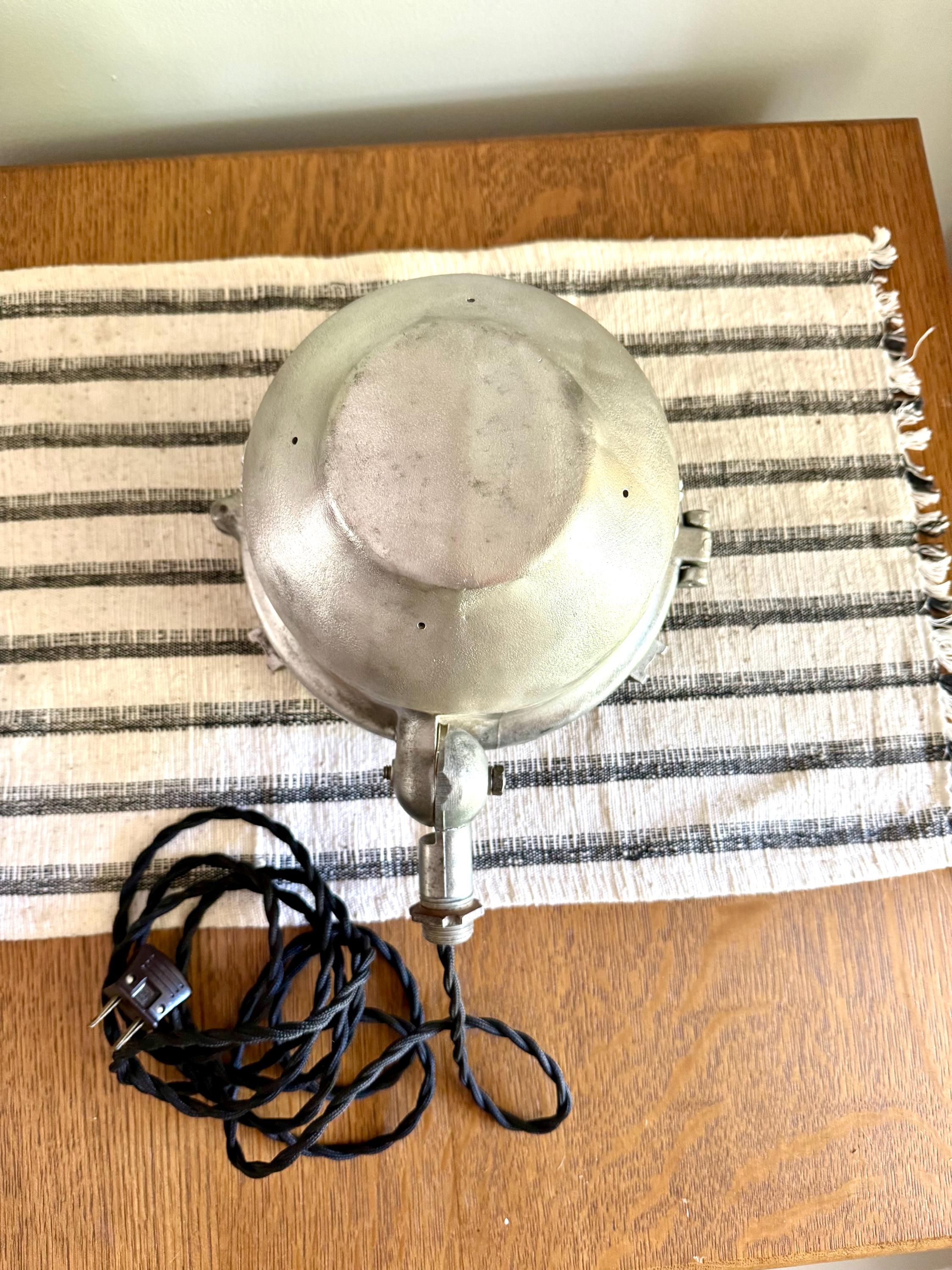 Vtg Industrial Stonco Spot Light | Cast Metal Industrial Spot Lamp | 7 Inch Westinghouse Bulb Lamp | Rewired Aluminum Cast Stonco Lamp