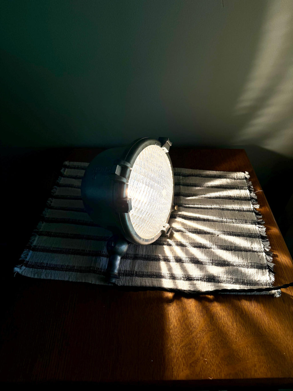 Vtg Industrial Stonco Spot Light | Cast Metal Industrial Spot Lamp | 7 Inch Westinghouse Bulb Lamp | Rewired Aluminum Cast Stonco Lamp