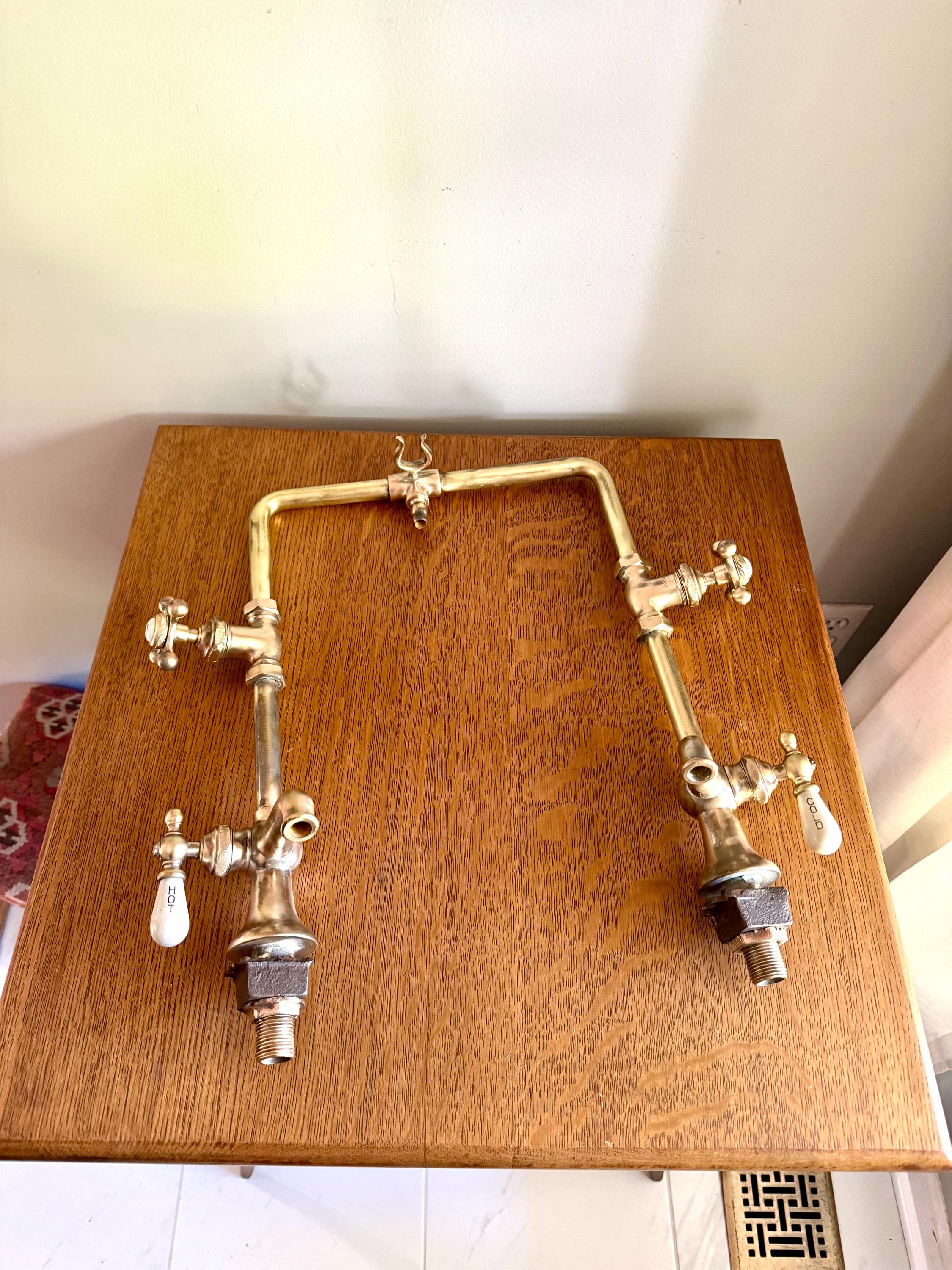 Vtg Republic Brass Tub Filler Faucets | Brass Basin Taps | Brass Hot and Cold  Faucets | Antique Water Faucet| Brass 1800's Tub Filler