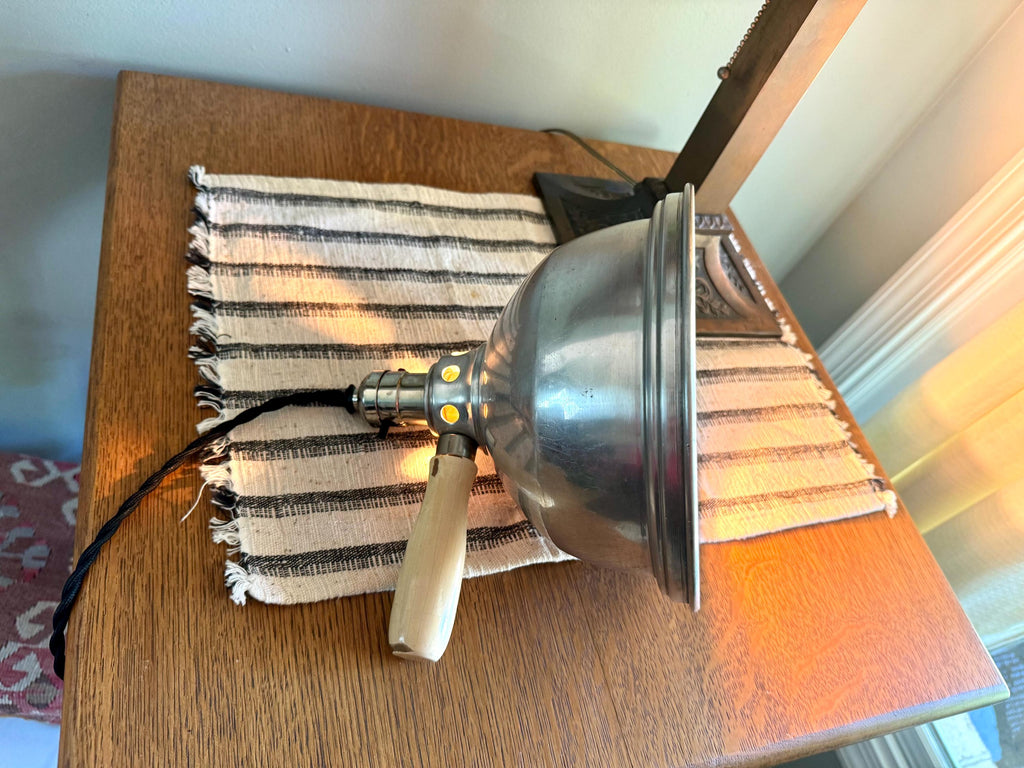 Vtg Aluminum Handheld Lamp | White Handle Heat Lamp | Aluminum Work Lamp | Spot lamp | Workstation Lamp | Industrial Hand Lamp