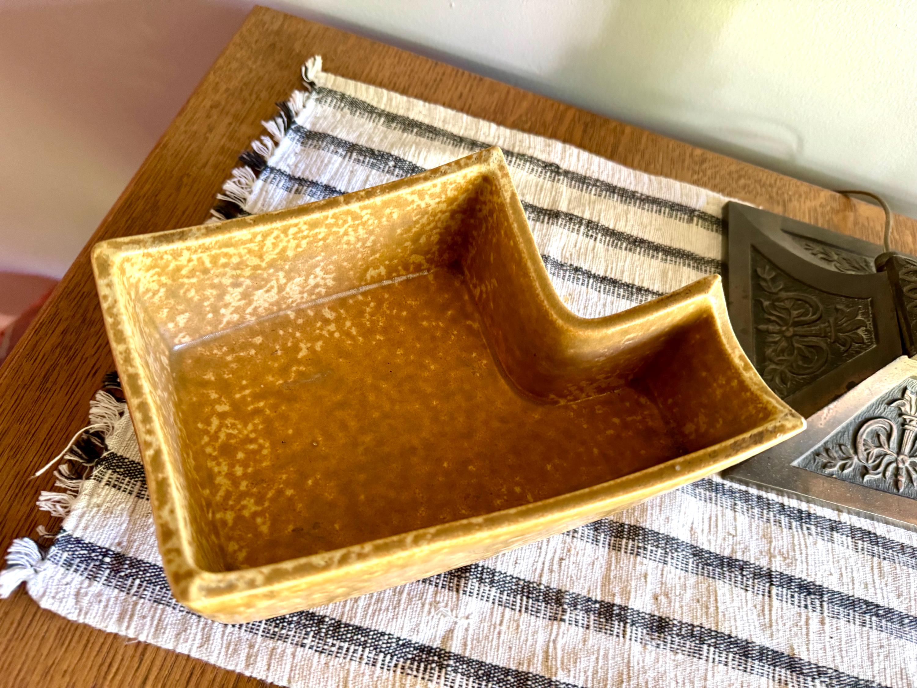 Vintage Mid Century Textured Glaze Ceramic Dish | Japanese Ceramic Dish | Ikebana Japanese Planter | MCM Pottery Dish| Ikebana Ceramic Vase