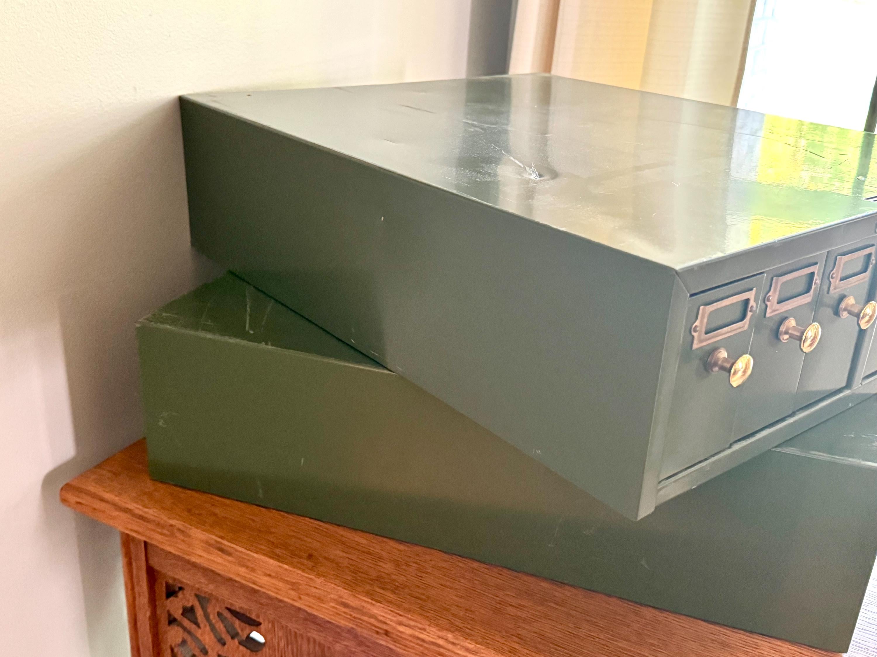 Vintage Green Fisher Scientific Slide Storage Cabinet | Green Small Drawer Slide Storage Cabinets | Rustic Storage | Small Item Organizing Cabinets