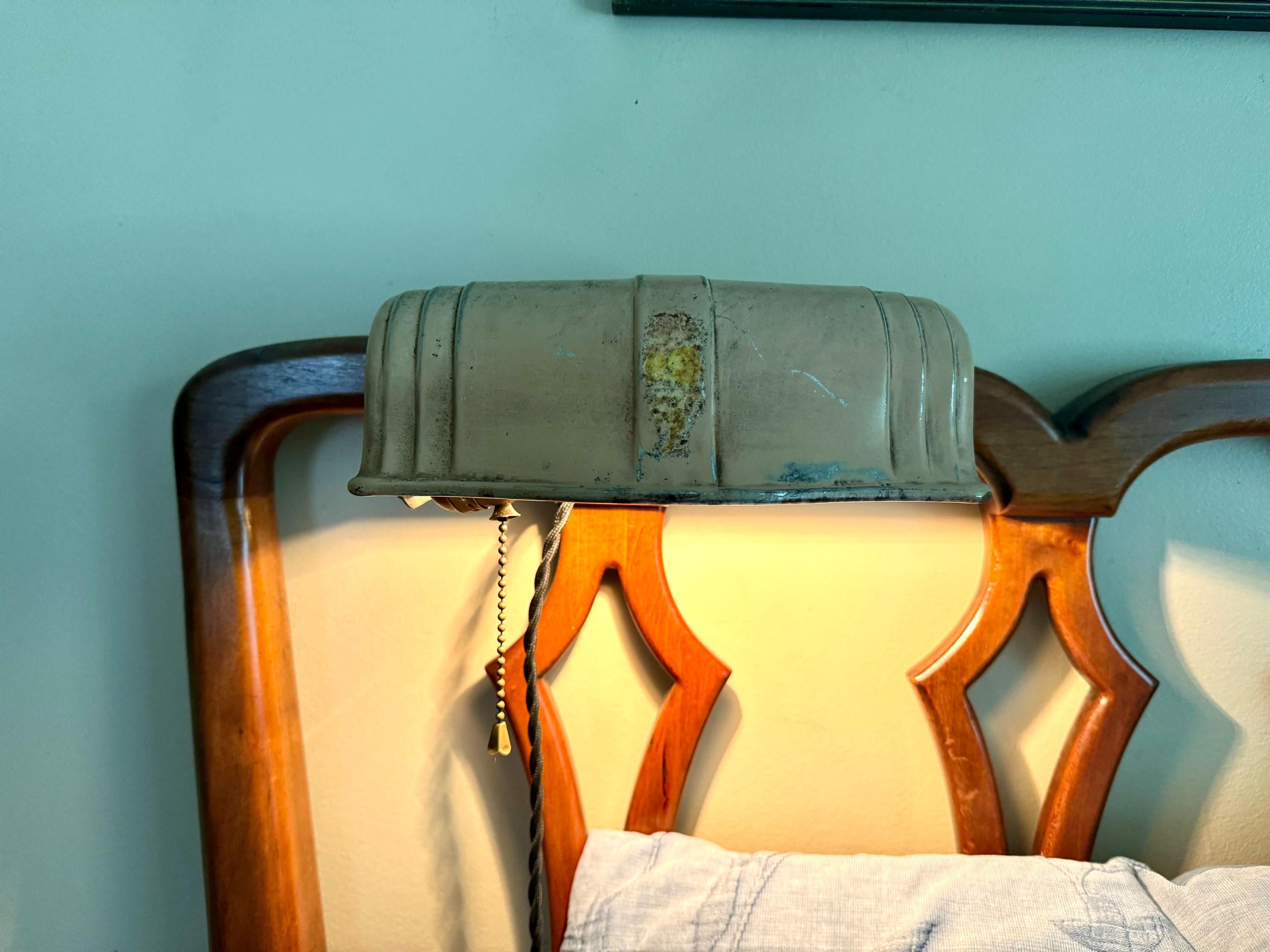 A Mid Century Distressed Headboard Lamp | Rustic Headboard Light | Bed Reading Lamp | Reading Lamp | Metal Bed Lamp | Metal Shade Bed Lamp