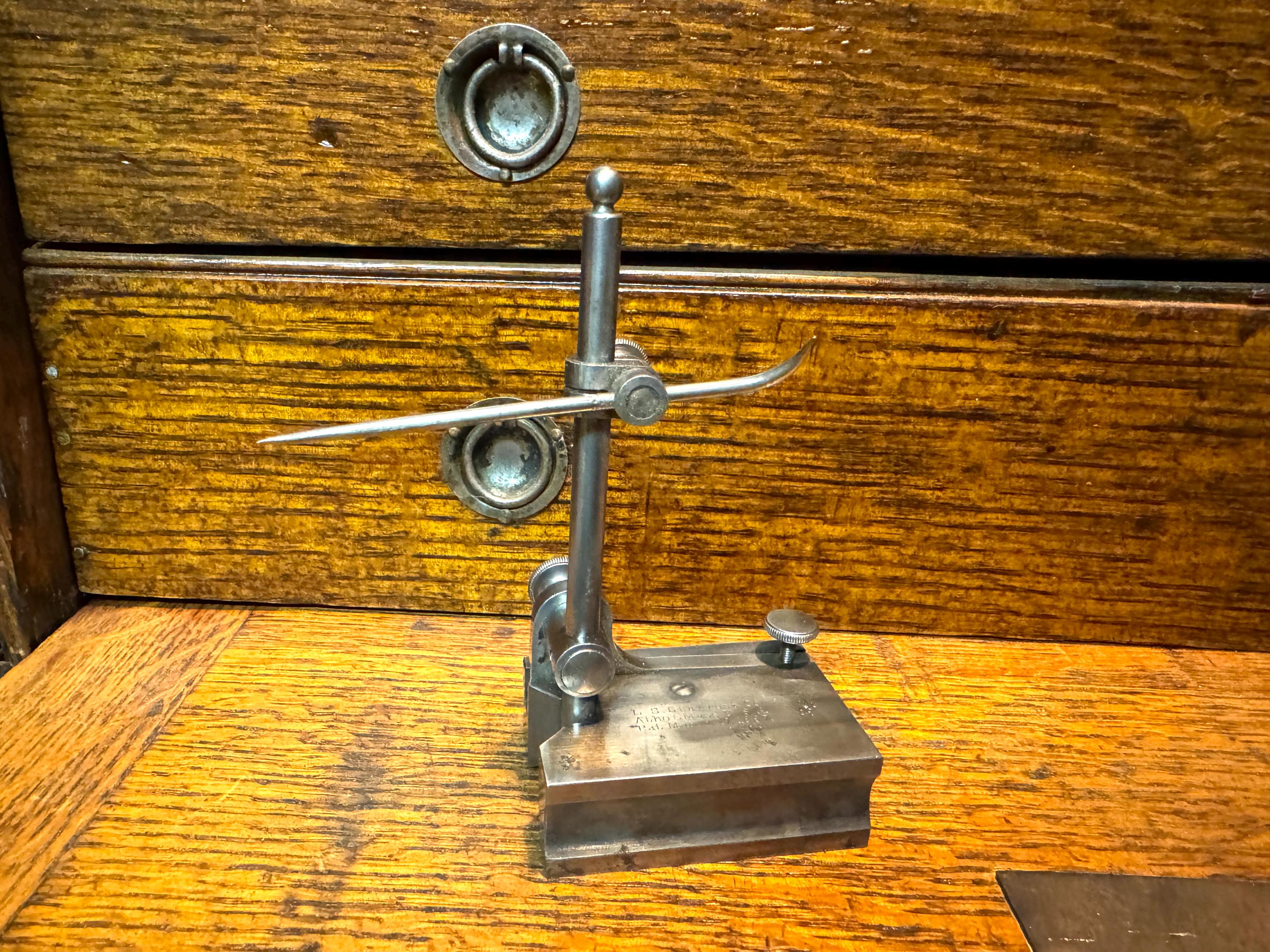 Vintage Small Starrett Surface Gage | L.S. Starrett Co. Surface Gage and Scribe | Antique Machinist Tool | Metal Scribe and Gage