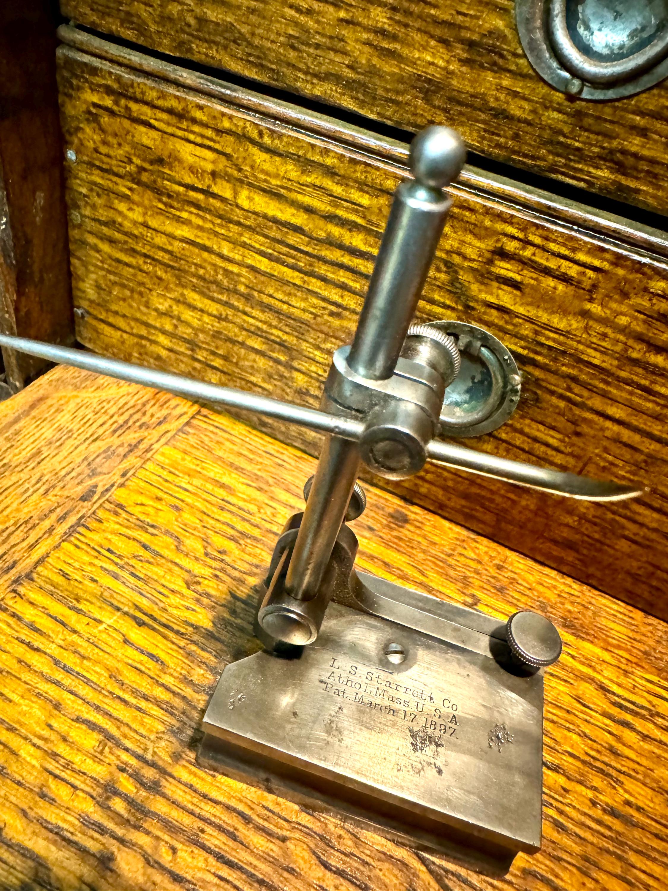 Vintage Small Starrett Surface Gage | L.S. Starrett Co. Surface Gage and Scribe | Antique Machinist Tool | Metal Scribe and Gage