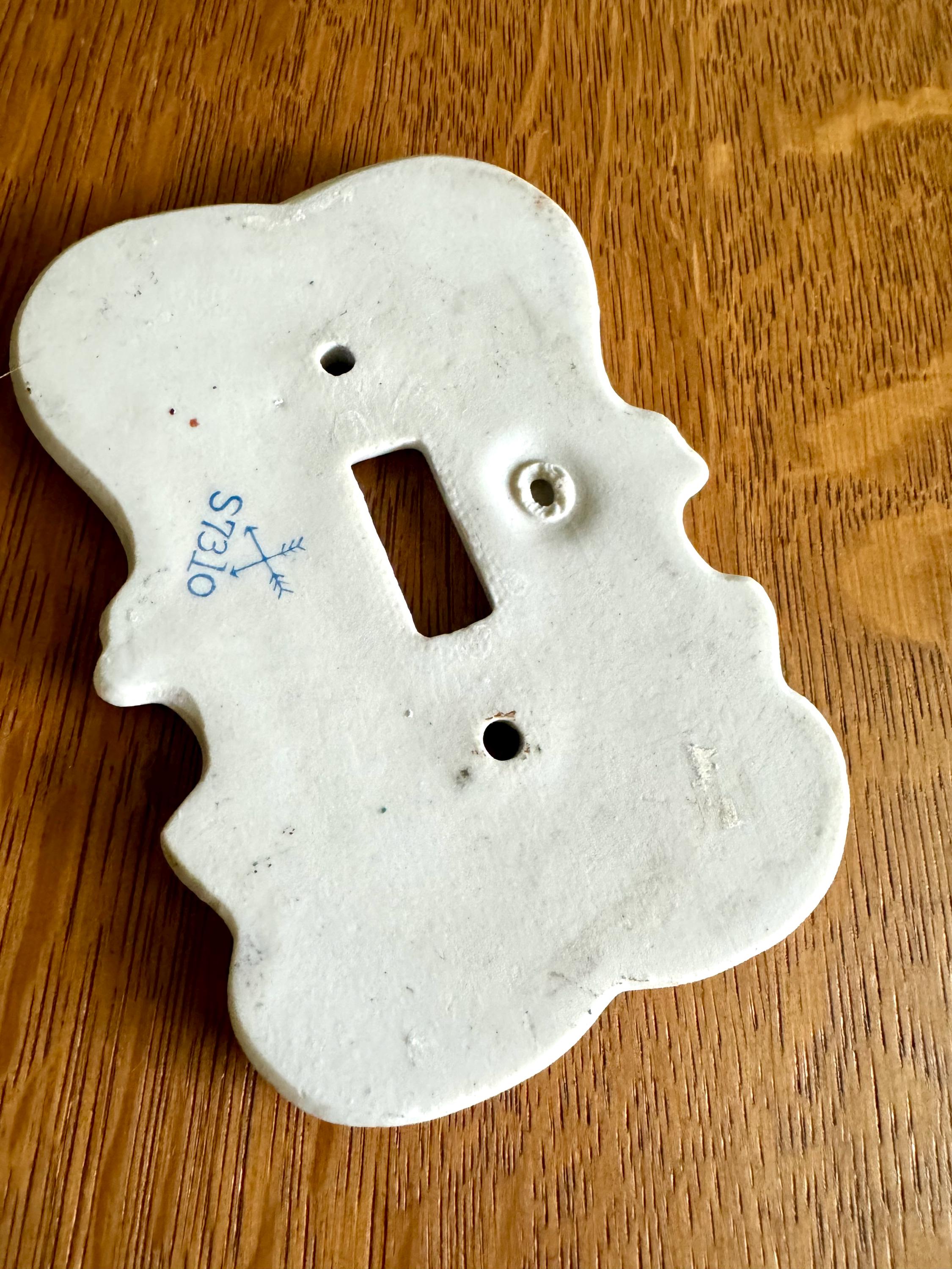 Vintage Arnart Porcelain Single Light Switch Cover | Hand Painted Porcelain Light Switch Cover | Porcelain Switch Wall Cover