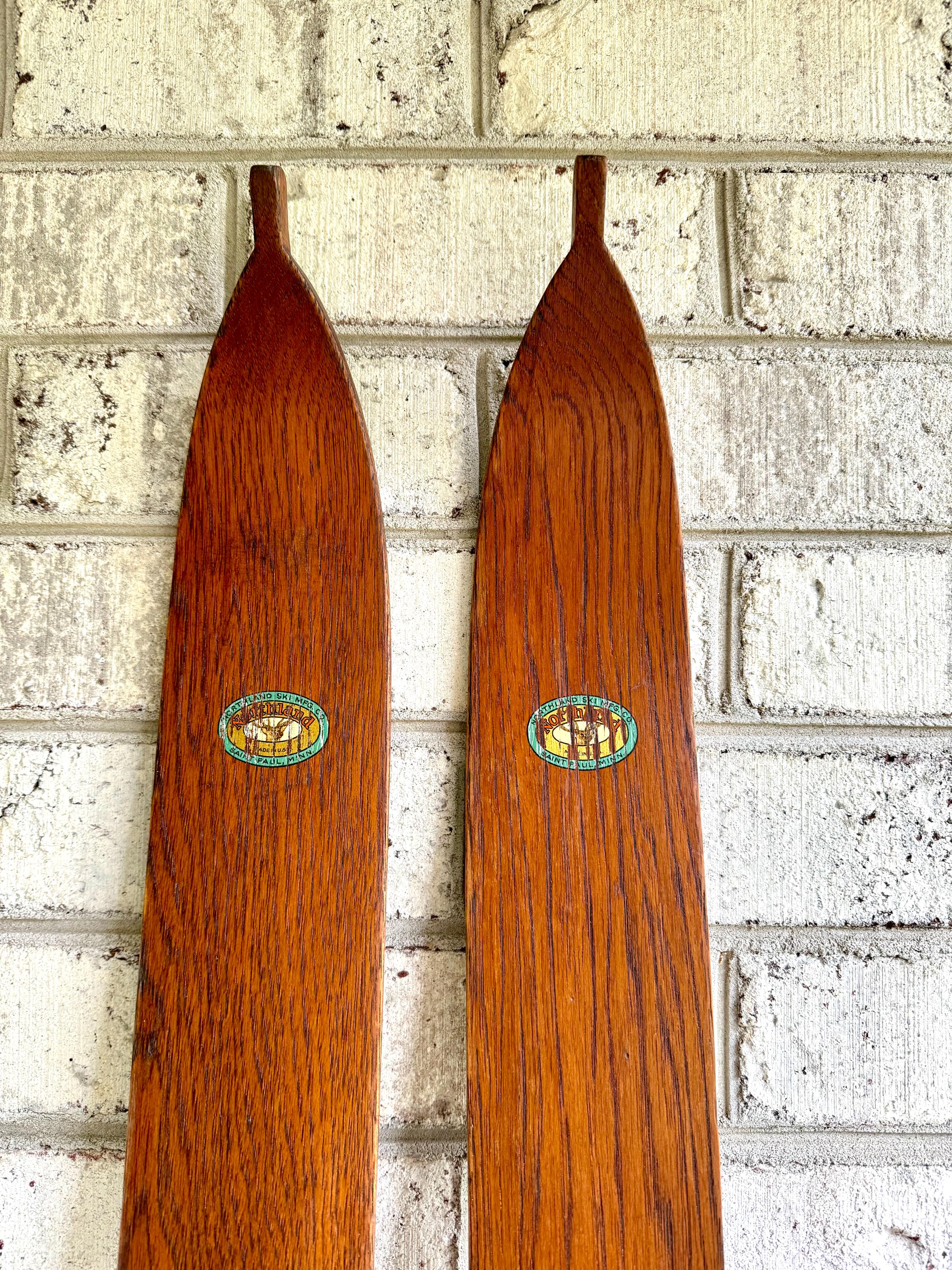 Antique Pair of Northland Wooden Skis | Hickory Wood Skis | Cabin Decor | Antique Snow Skis | Wooden Snow Skis | Hickory Snow Skis