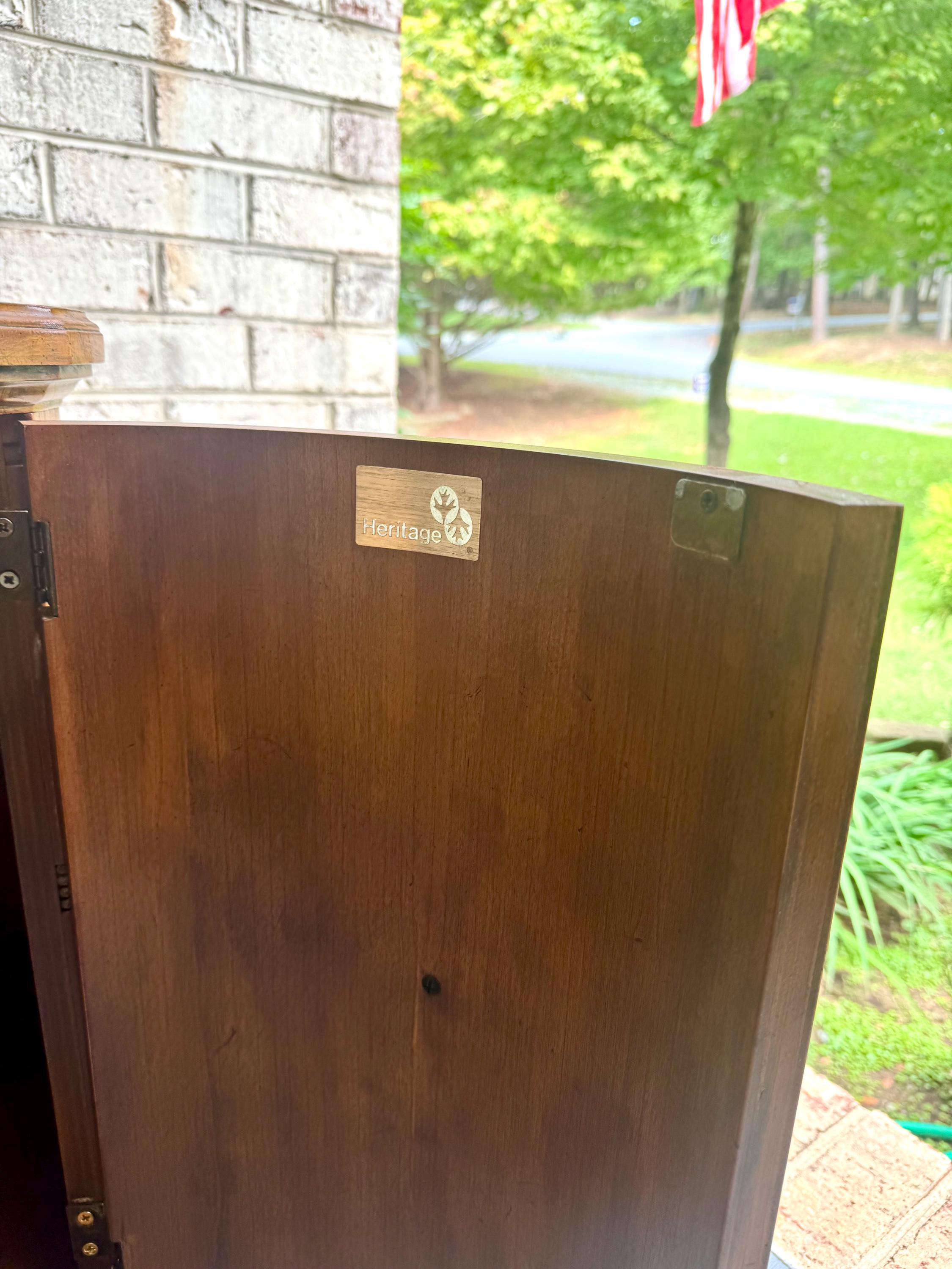Vintage Drexel Heritage Oval End Table Cabinet | Drexel Heritage Laureate End Table | Art Deco Liquor Cabinet| Italian Provincial Drum Table