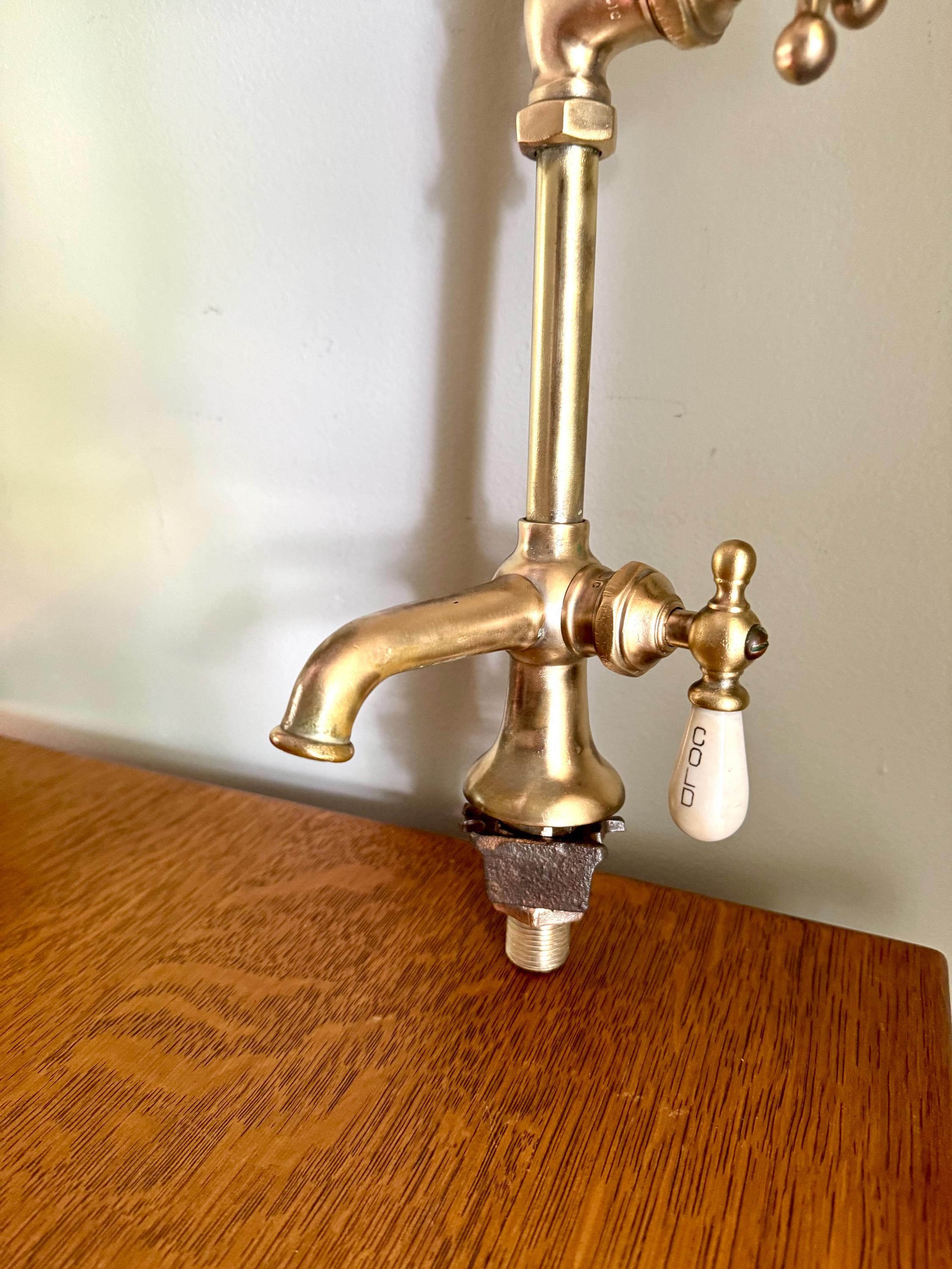 Vtg Republic Brass Tub Filler Faucets | Brass Basin Taps | Brass Hot and Cold  Faucets | Antique Water Faucet| Brass 1800's Tub Filler