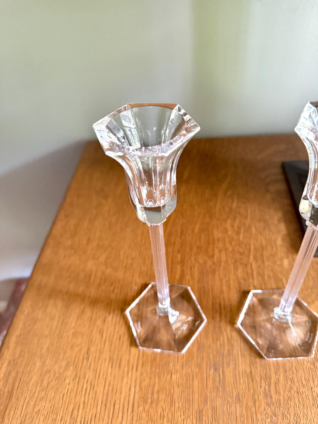 Set of 2 Marquis by Waterford Tall Cut Crystal Candlesticks | Waterford Marquis Cut Crystal Candlestick Holders| 8 1/2" Tall Candle Holders