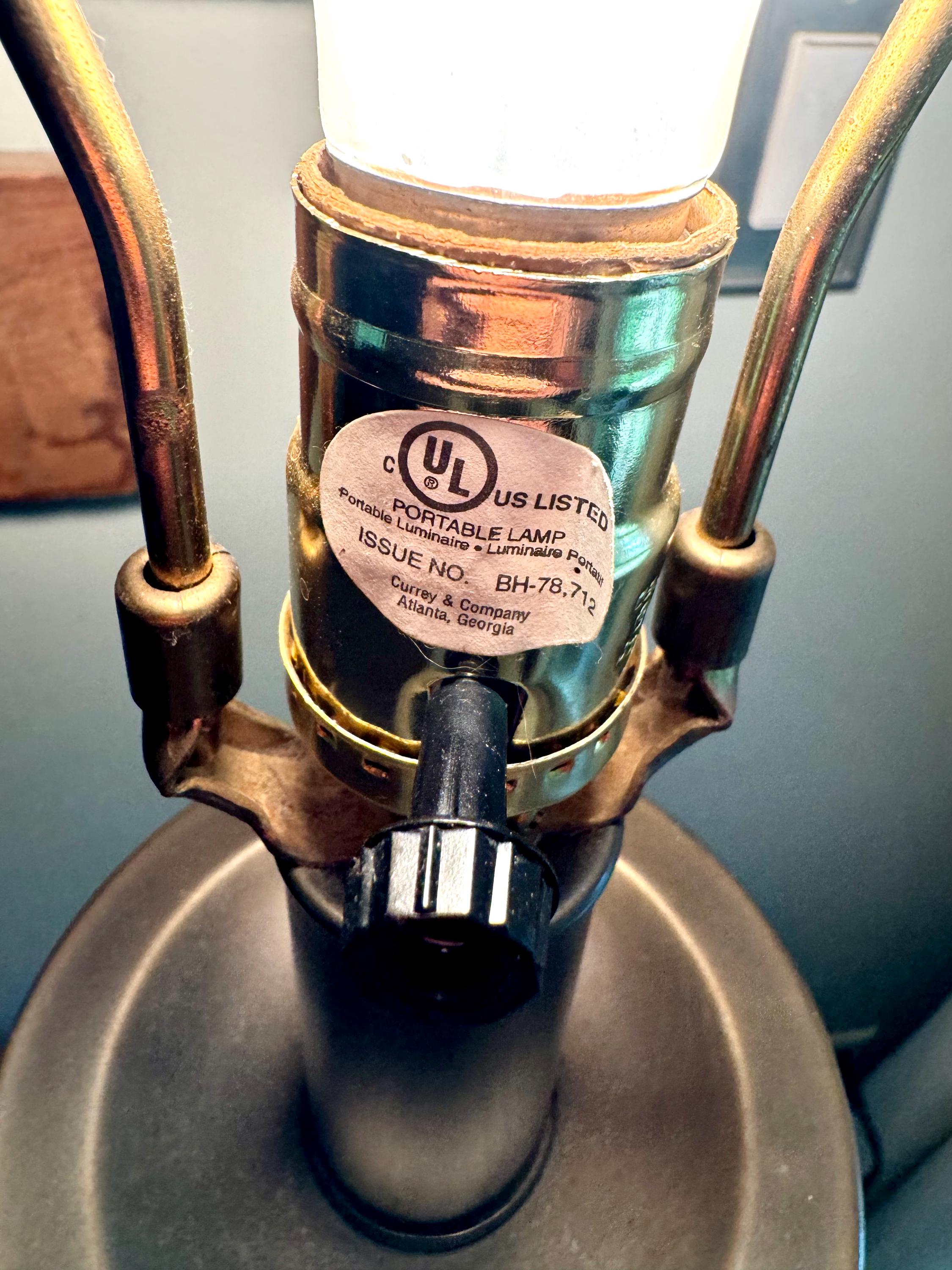 Vintage Currey & Company Metal and Stone Lamp | Stone Embossed Lamp | Currey and Company Metal Filigree Lamp | Boho Lamp