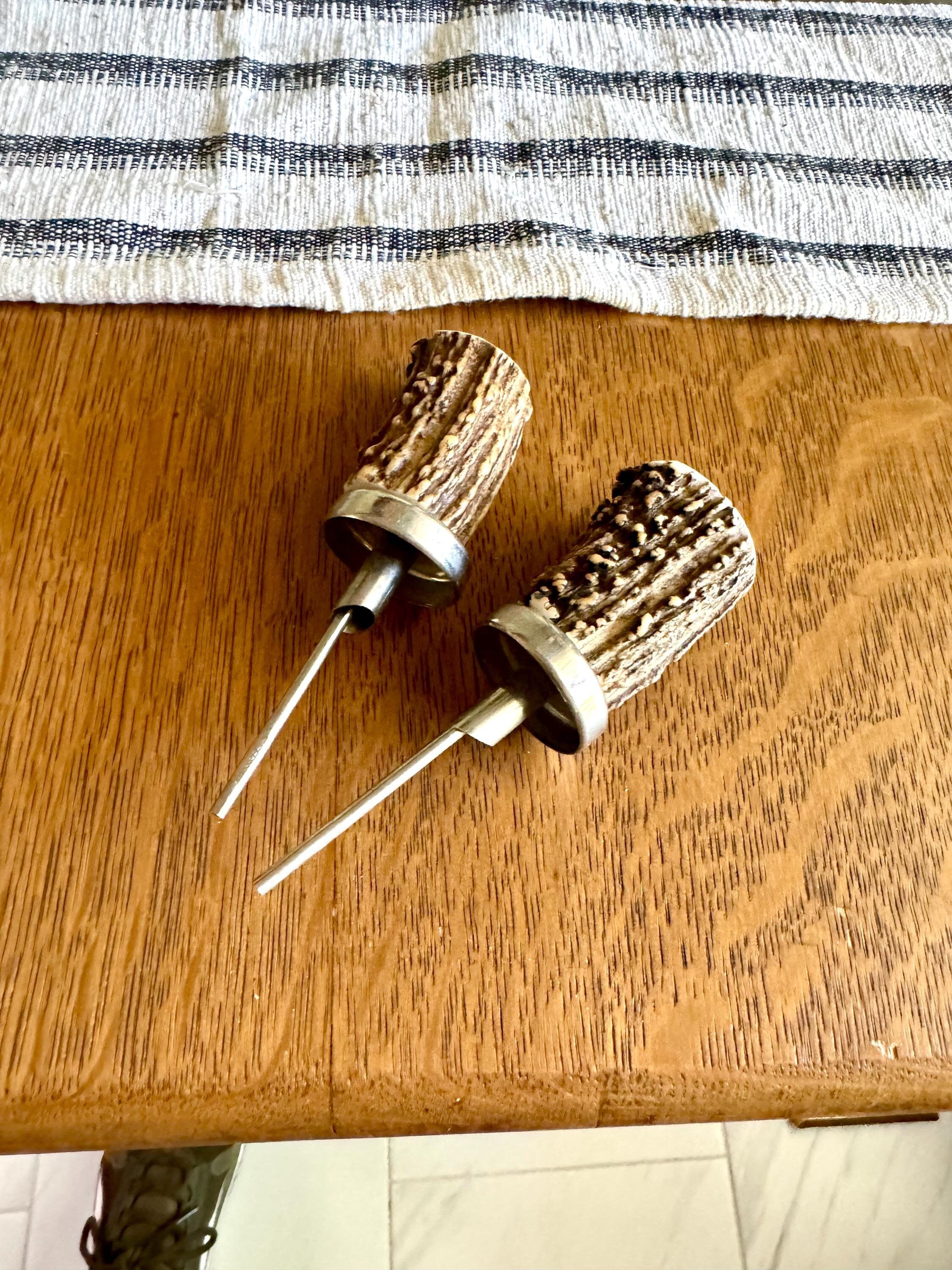 Vtg Deer Antler Liquor Bottle Pour Spouts | Antler Pour Spouts | Deer Antler Bottle Stoppers | Deer Antler Decor
