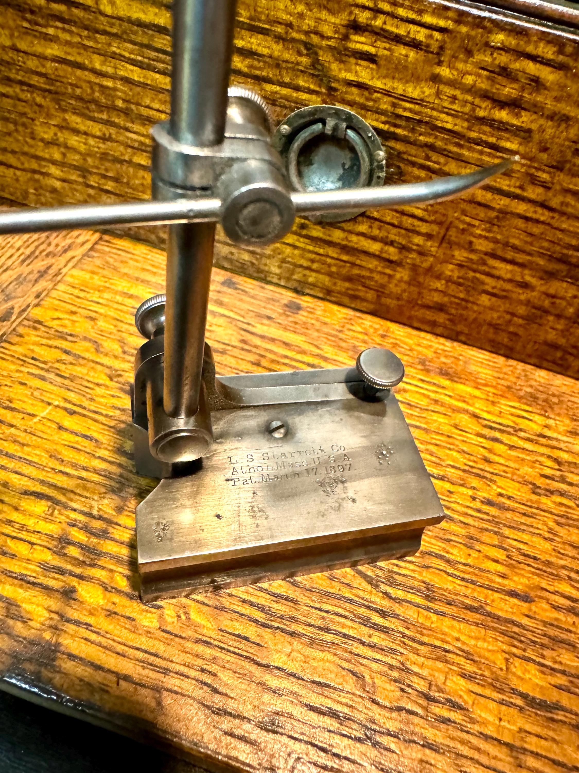 Vintage Small Starrett Surface Gage | L.S. Starrett Co. Surface Gage and Scribe | Antique Machinist Tool | Metal Scribe and Gage