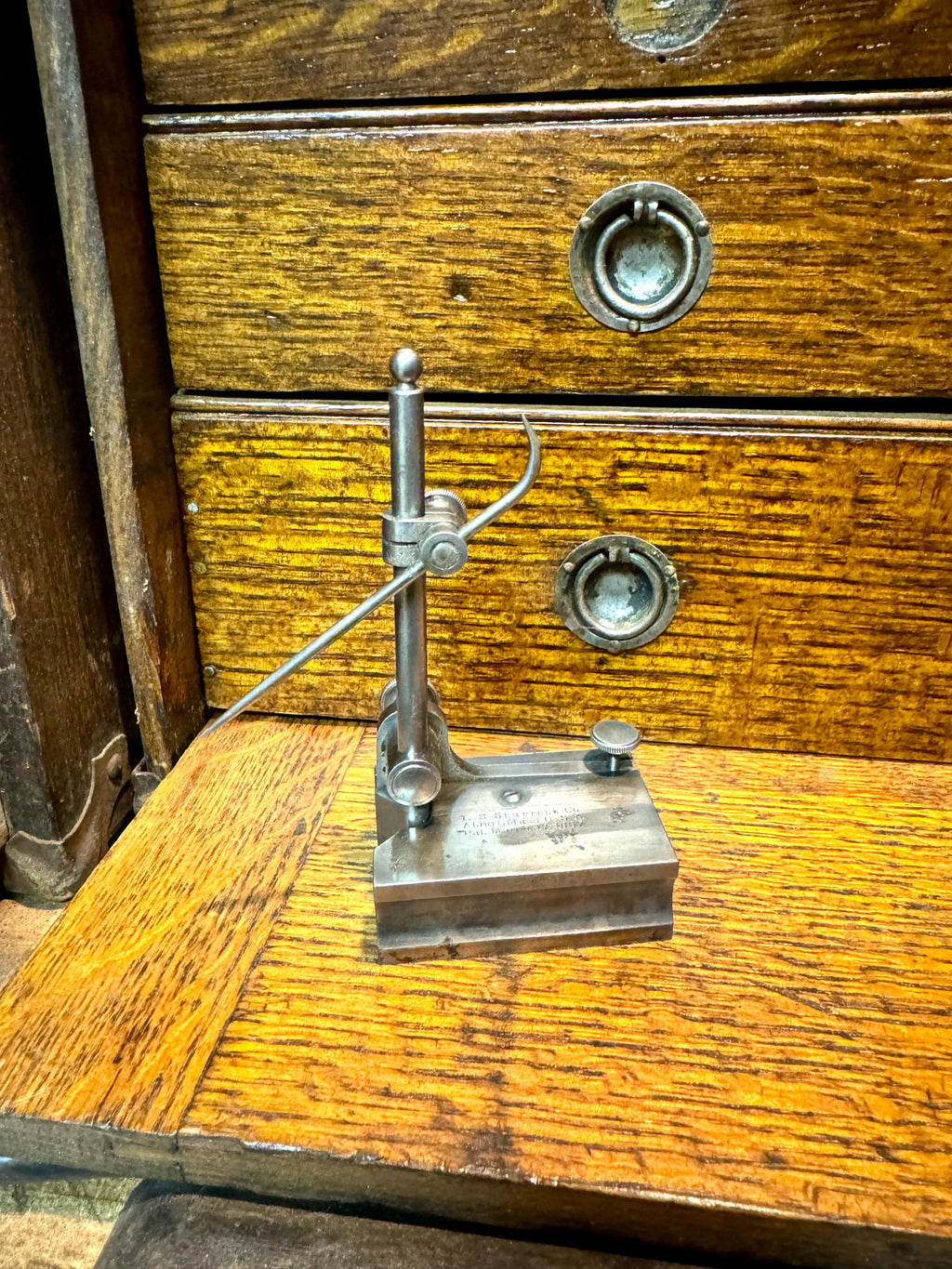 Vintage Small Starrett Surface Gage | L.S. Starrett Co. Surface Gage and Scribe | Antique Machinist Tool | Metal Scribe and Gage