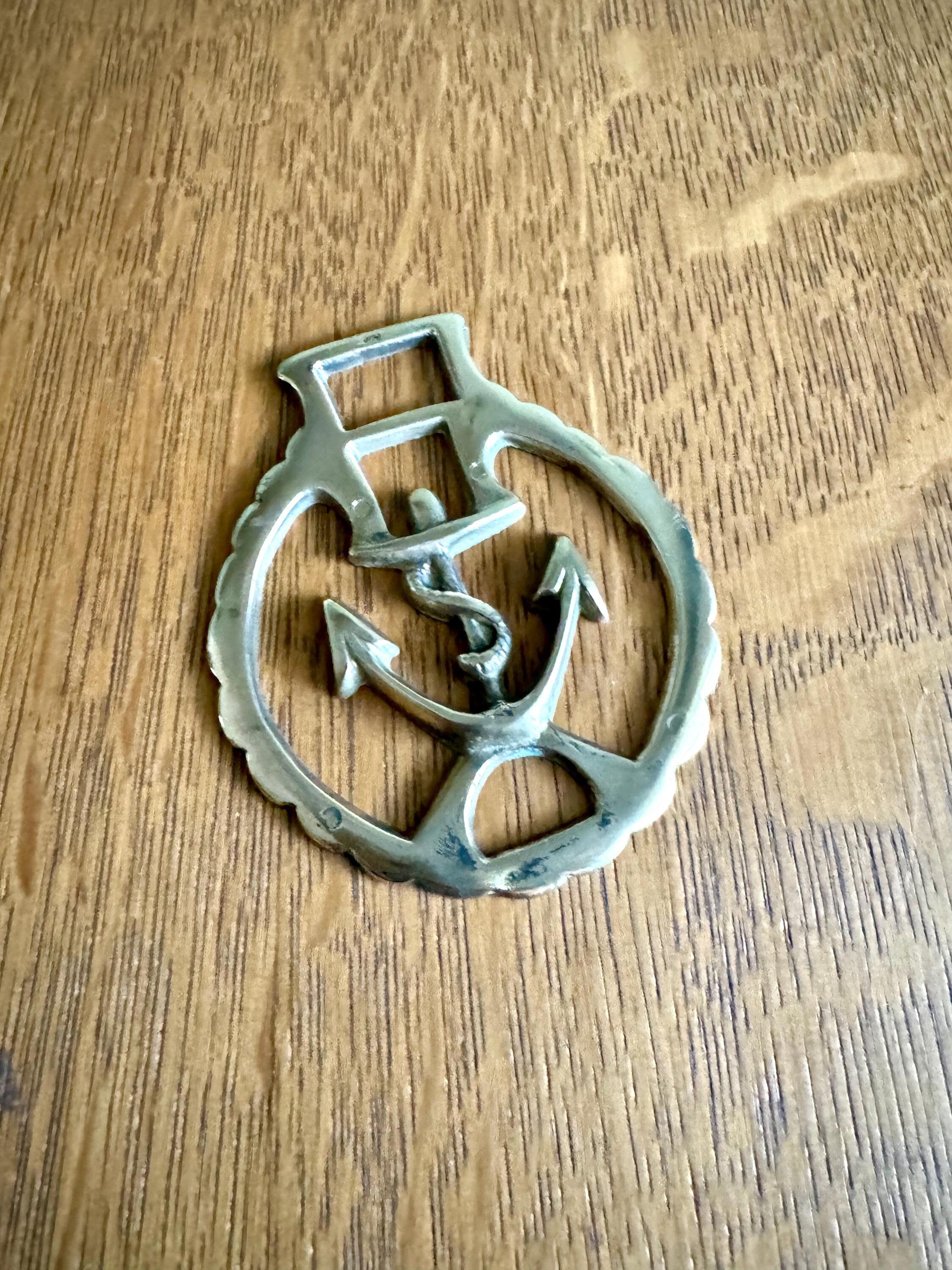 Vintage Solid Brass Anchor Horse Harness Medallion | Anchor Medallion | Horse Harness Decoration | Anchor Decor | Horse Decor Brass Tack